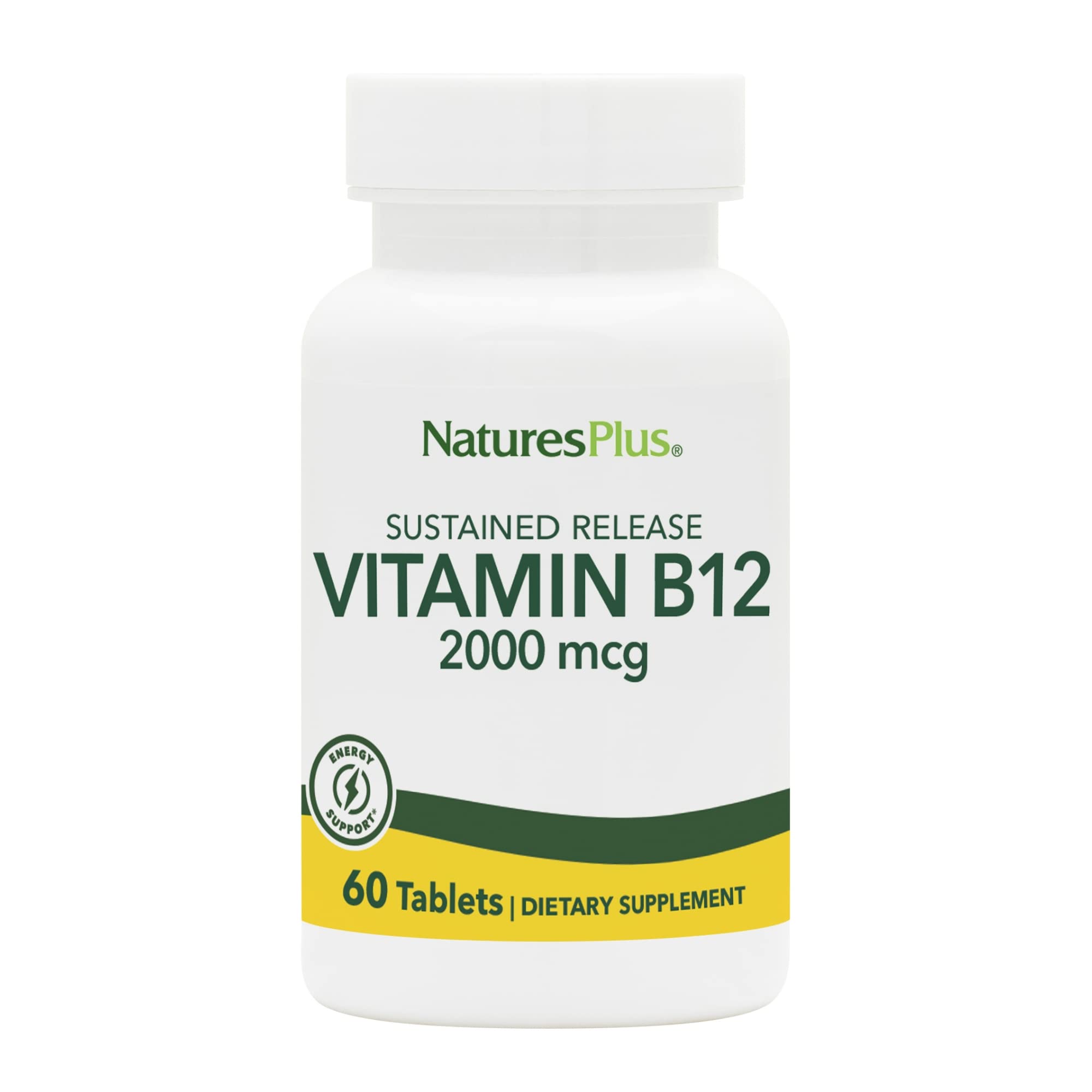 NaturesPlus Vitamine B12 2000 mcg sur comprimé à libération prolongée pour énergie durable.