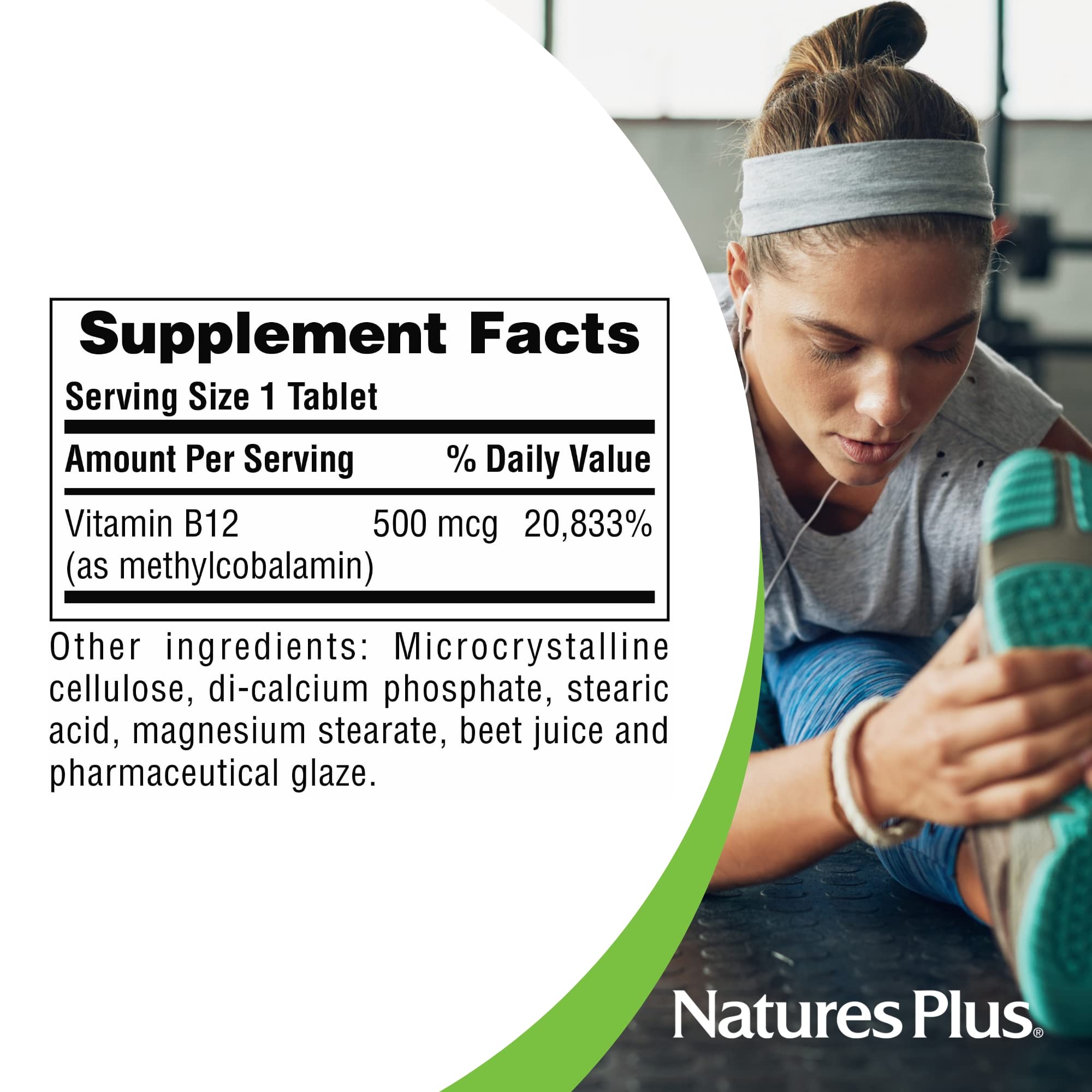 Logo sans gluten et végétarien NaturesPlus B12 500 mcg – choix adapté