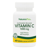 NaturesPlus Vitamin C 1000 mg Rose Hips tablettes, libération prolongée et soutien immunitaire.