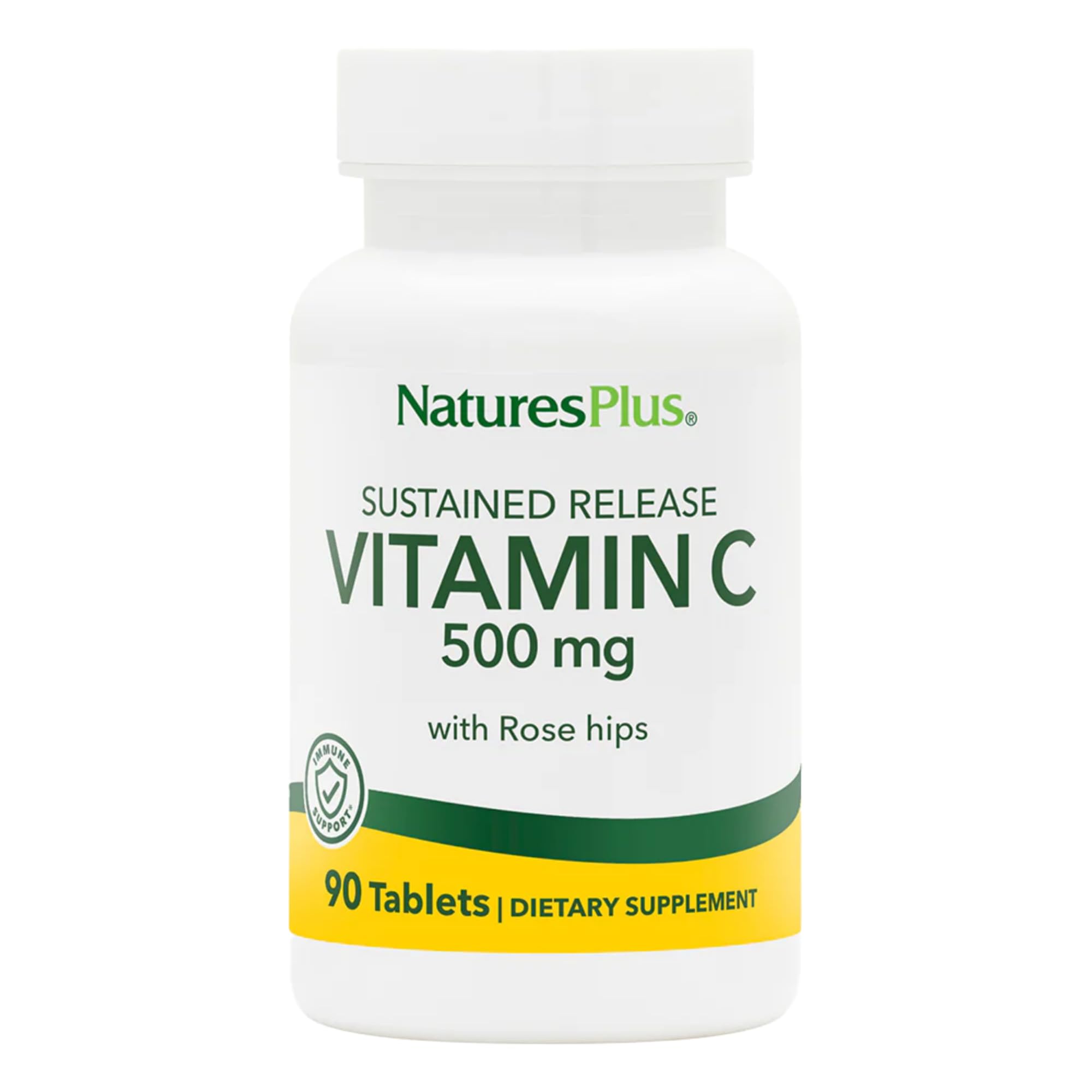 NaturesPlus Vitamine C baies d'églantier – boîte de 90 comprimés pour un soutien immunitaire potentiel.