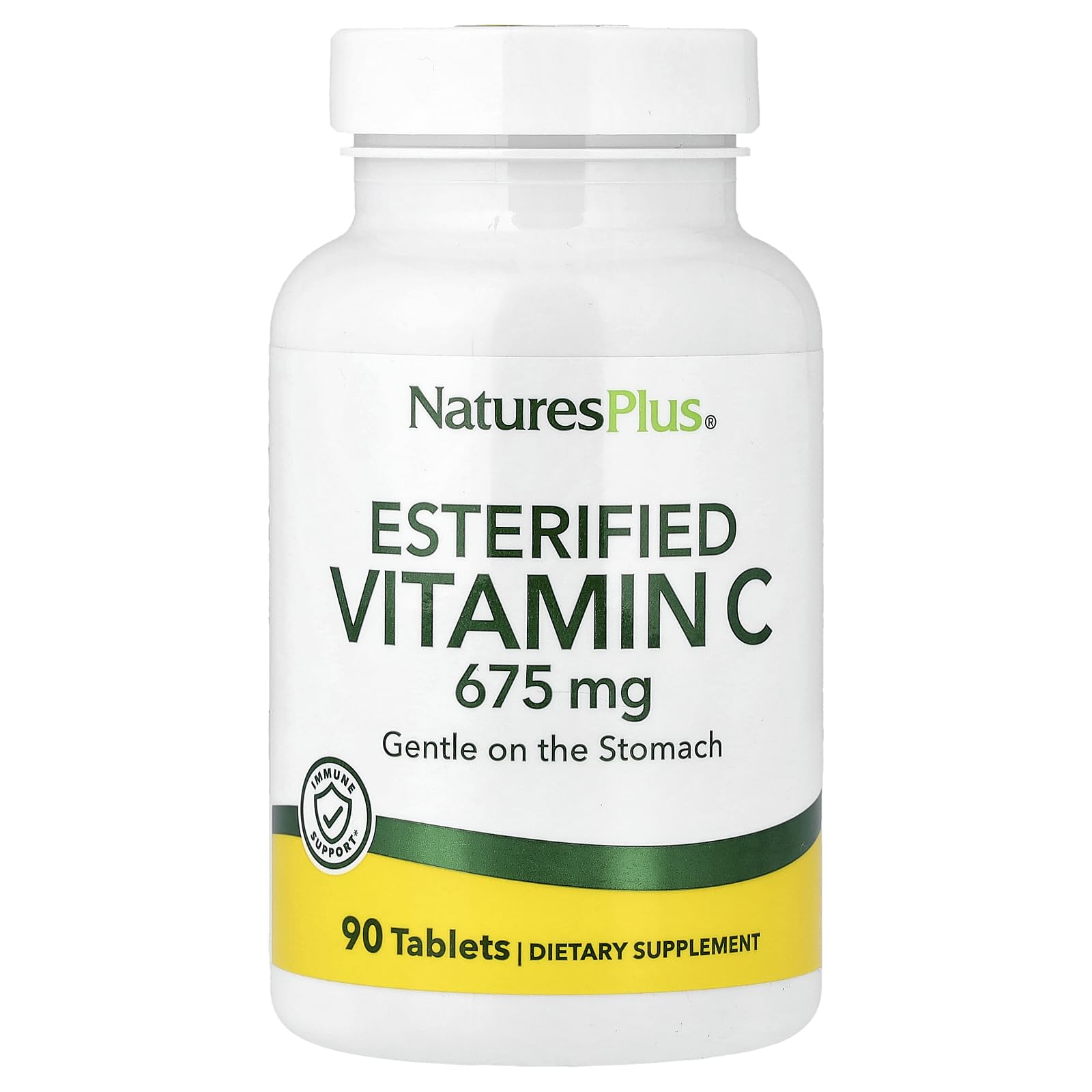 NaturesPlus Vitamine C esterifiée 675 mg, tablettes, soutien immunitaire potentiel et digestion douce.