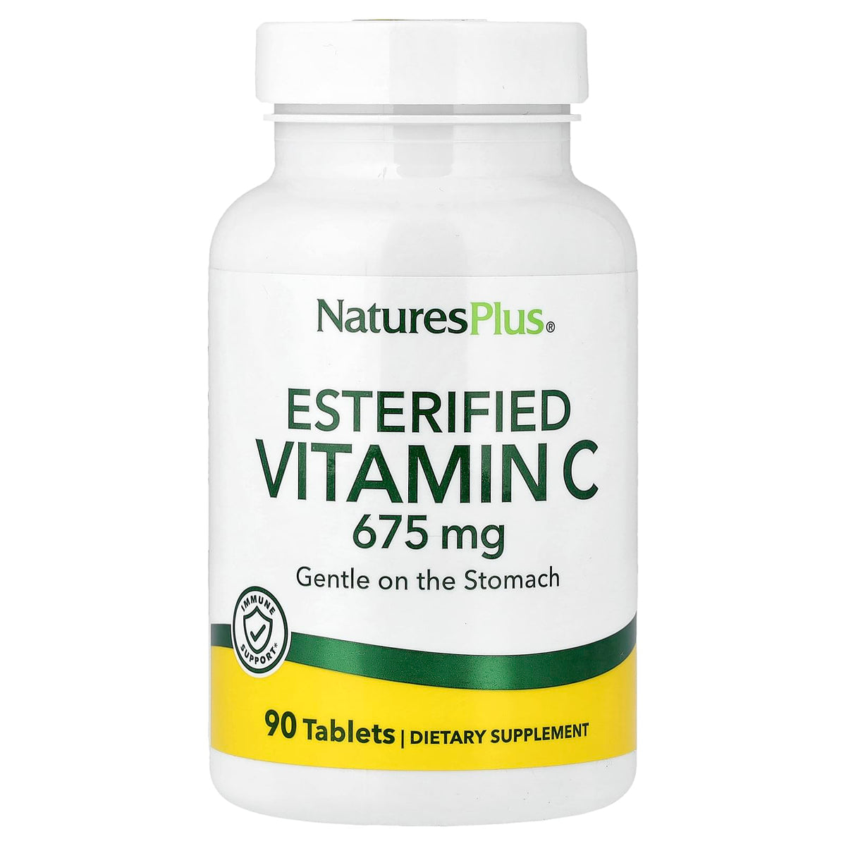 NaturesPlus Vitamine C esterifiée 675 mg, tablettes, soutien immunitaire potentiel et digestion douce.