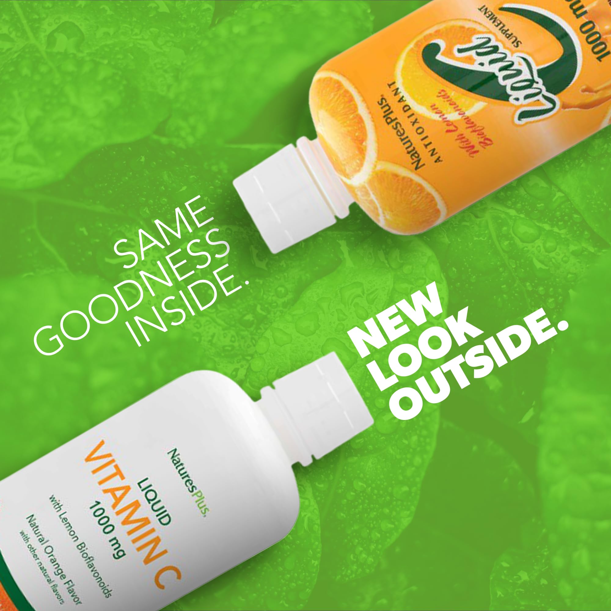 NaturesPlus Vitamine C liquide, flacon bioflavonoides citron, saveur citron naturelle dans boissons.