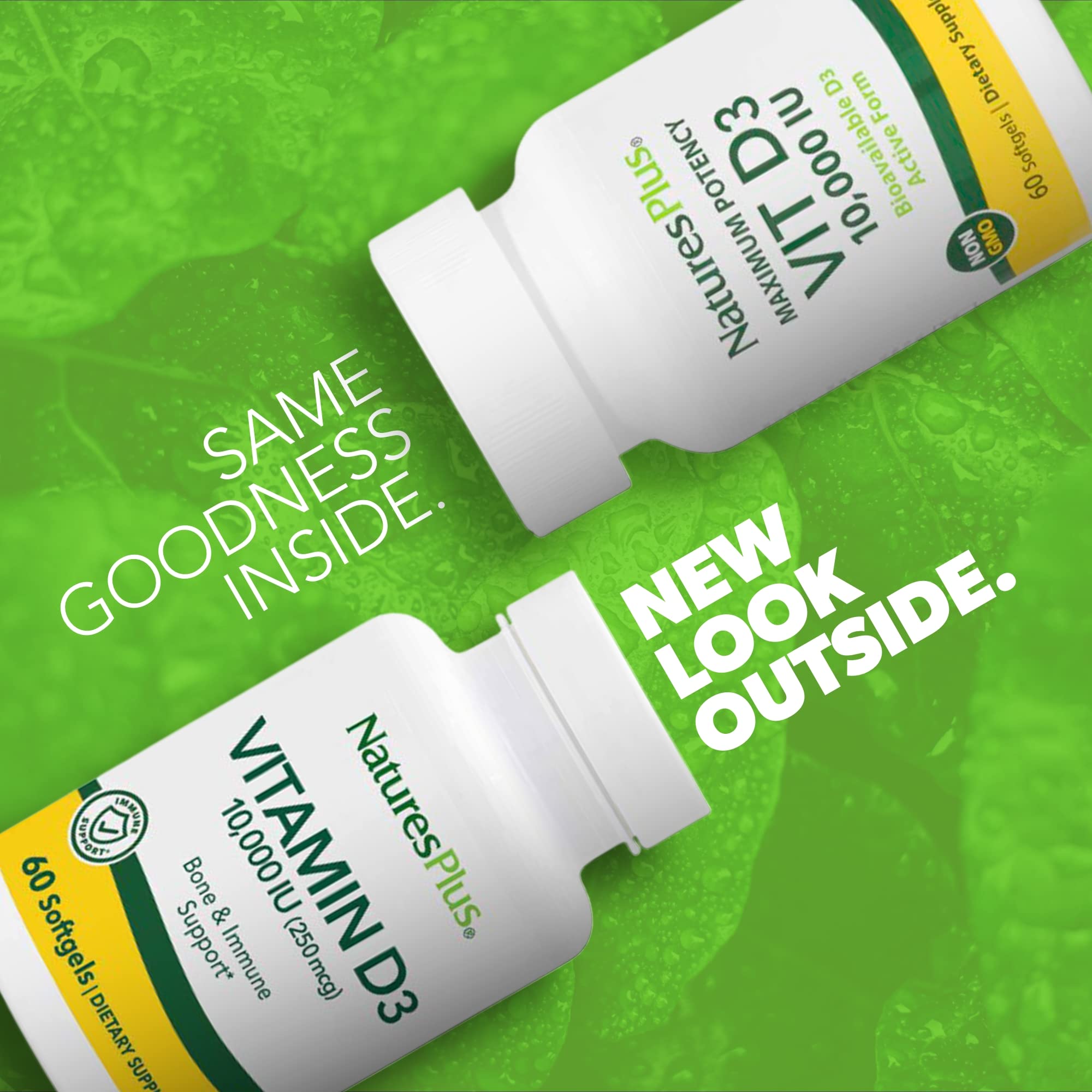NaturesPlus Vitamine D3 10 000 UI, emballage visible, soutien immunitaire quotidien