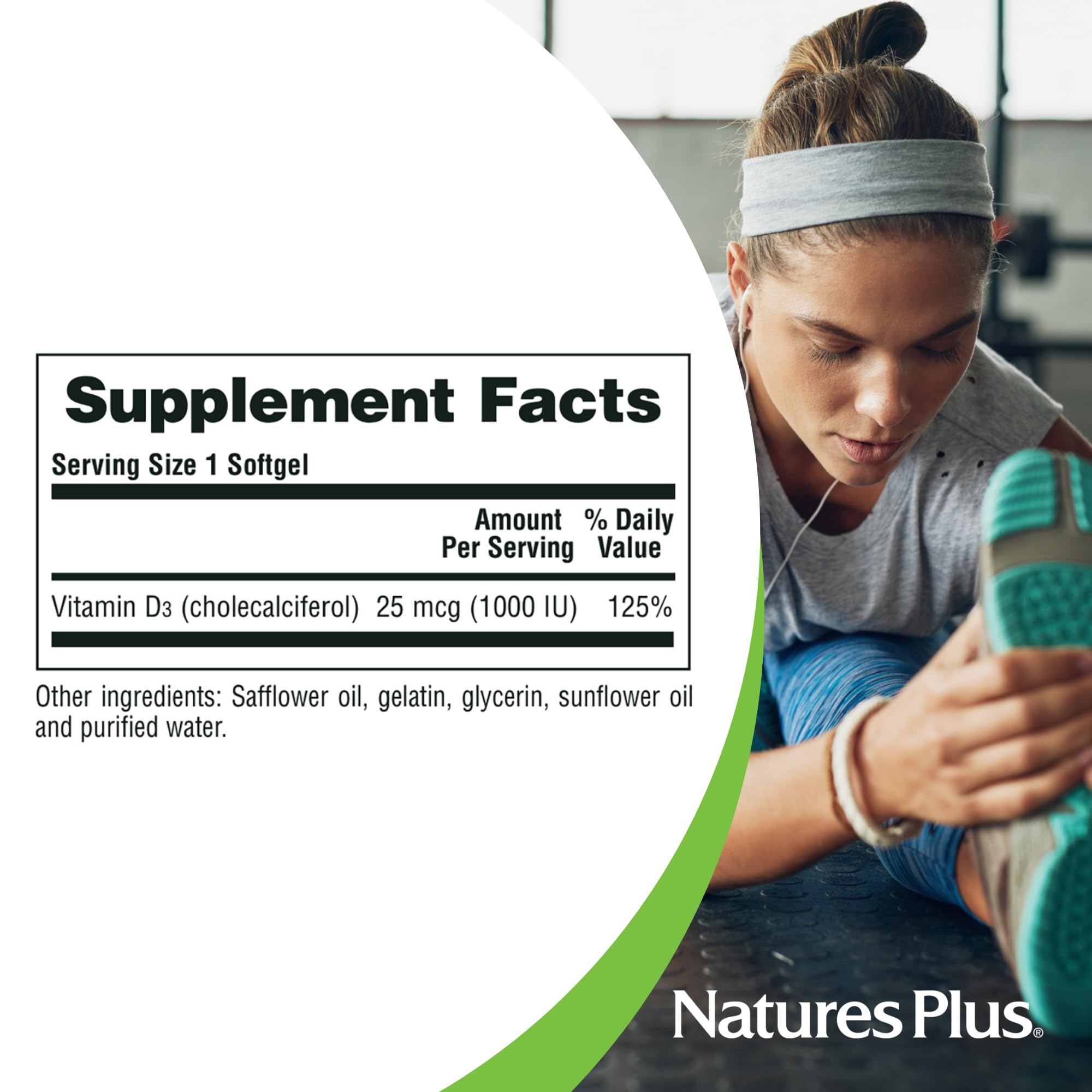 NaturesPlus Vitamine D3 1000 UI - utilisation quotidienne simple avec repas