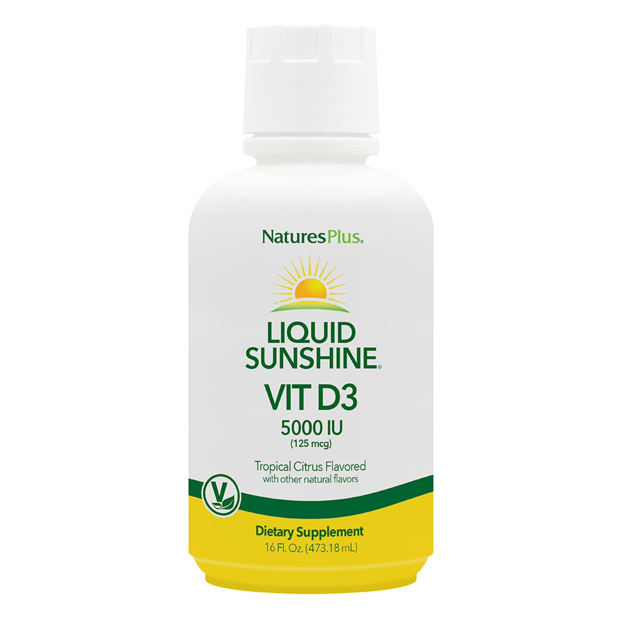 Bouteille NaturesPlus Vitamin D3 en liquide, pratique et facile à doser.