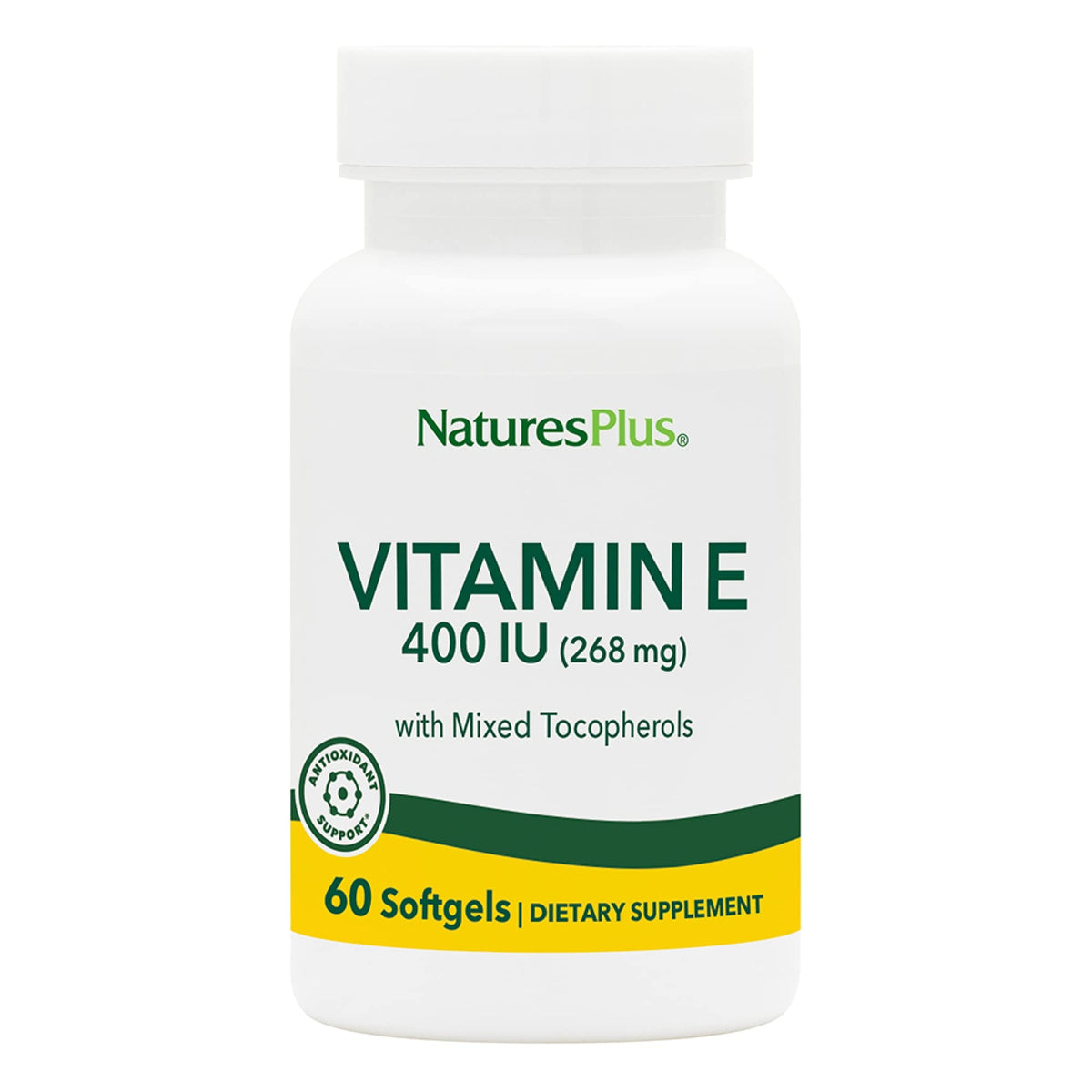 NaturesPlus vitamine E 400 UI, gelules molles pour absorption optimale