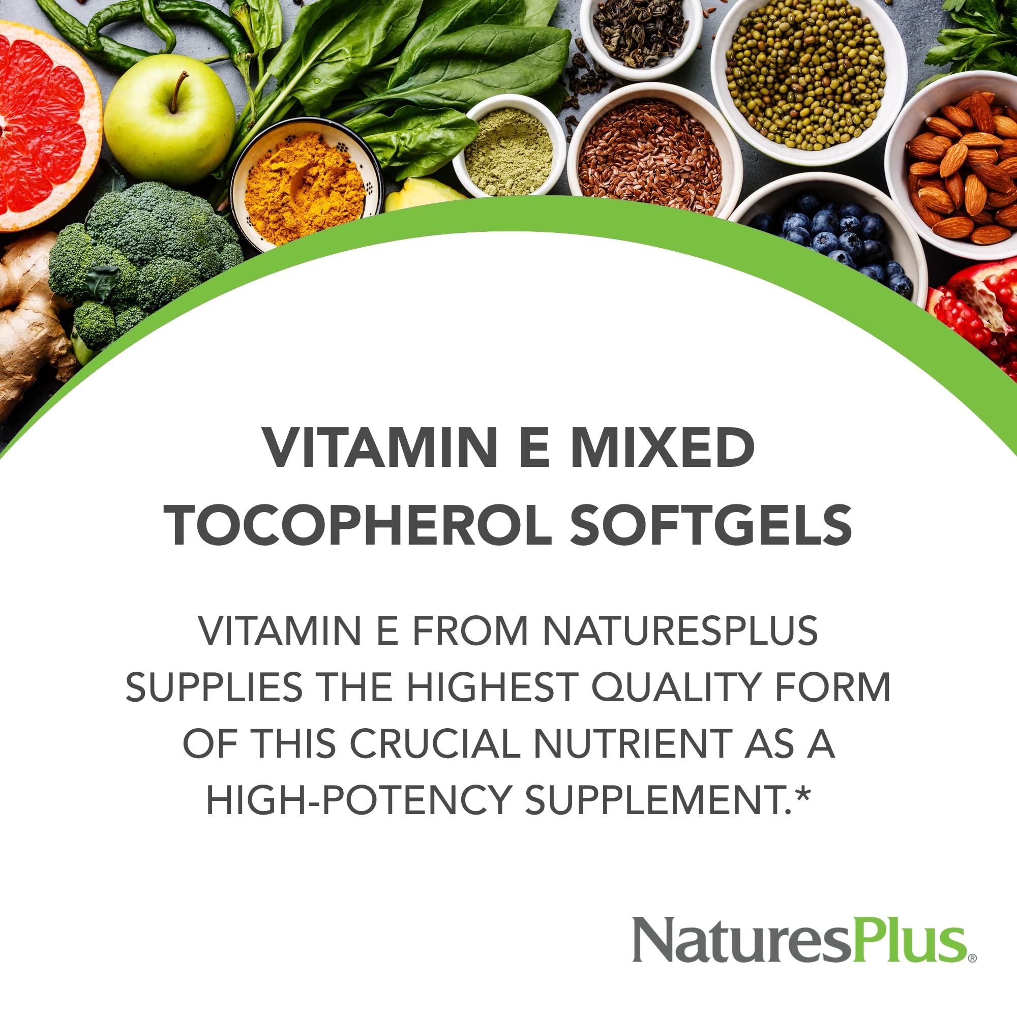 NaturesPlus vitamine E 400 UI sans gluten; gelules faciles à avaler