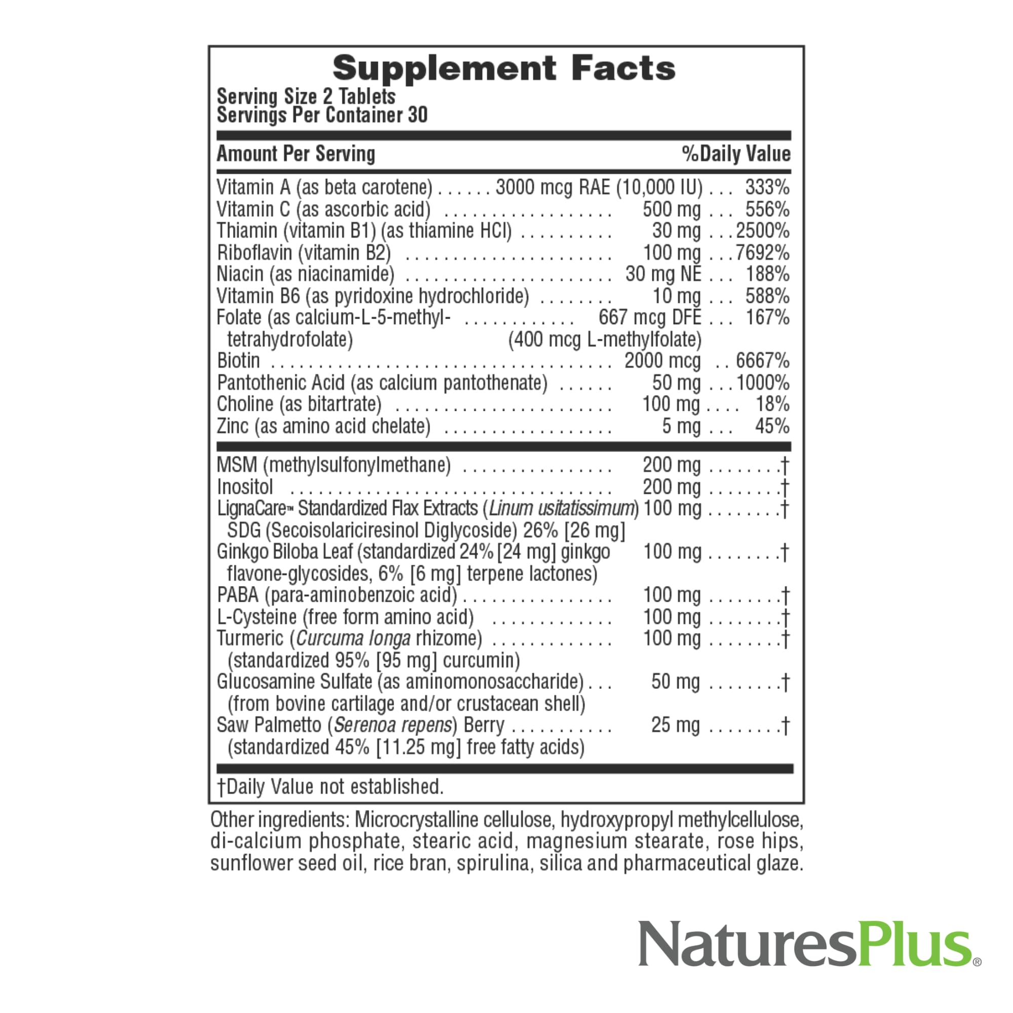 NaturesPlus Ultra Hair Plus – tablettes haute stabilité pour libération prolongée