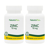 NaturesPlus Zinc 10 mg, comprimés, emballage visible, soutien potentiel du système immunitaire.