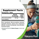NaturesPlus Zinc 50 mg, emballage renouvelé soutenant la routine immunitaire.