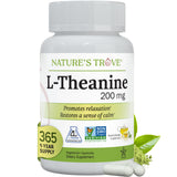 Nature's Trove L-Theanine, bouteille 365 capsules, pratique pour une routine quotidienne.