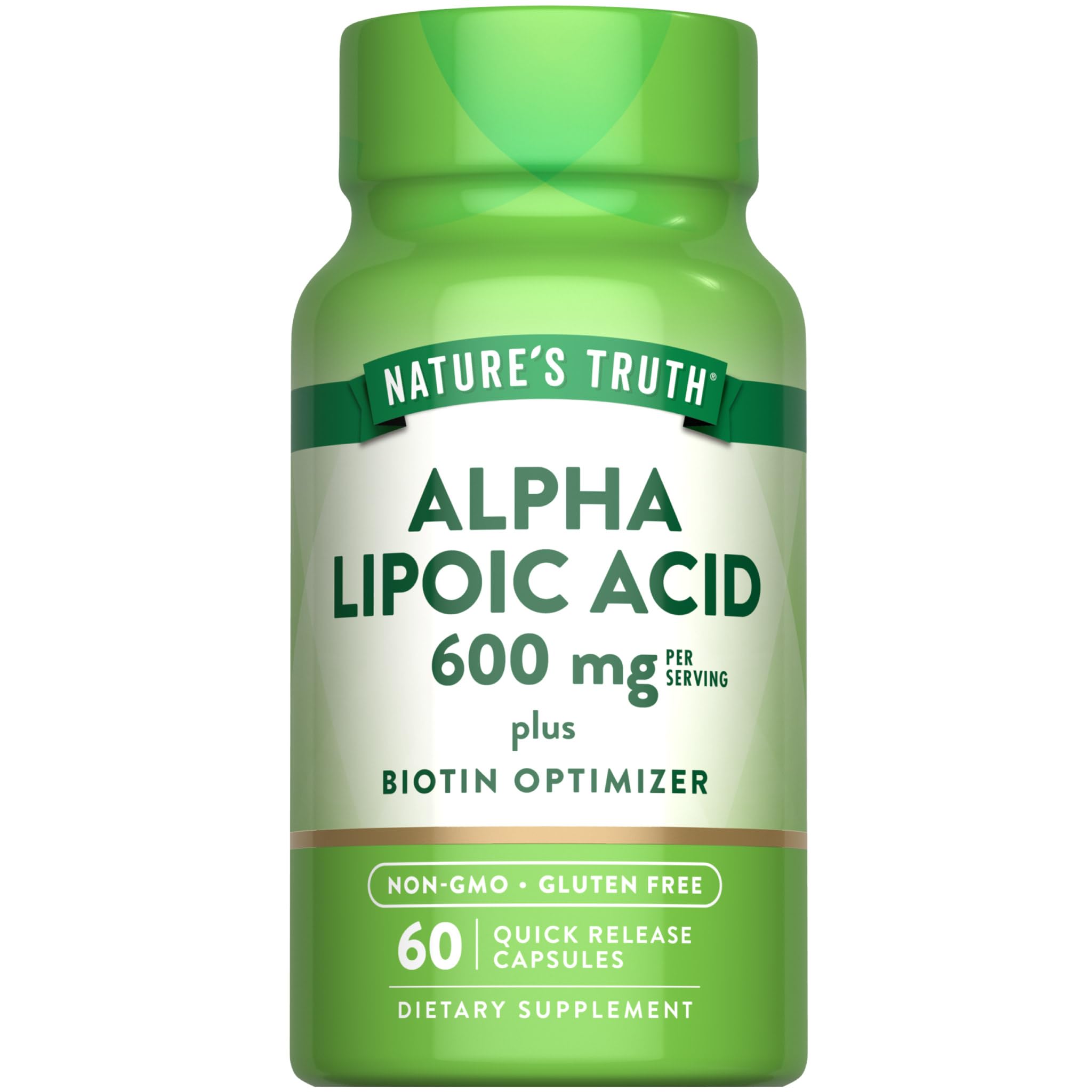 Nature's Truth Bouteille avant: acide alpha-lipoïque 600 mg pratique au quotidien.