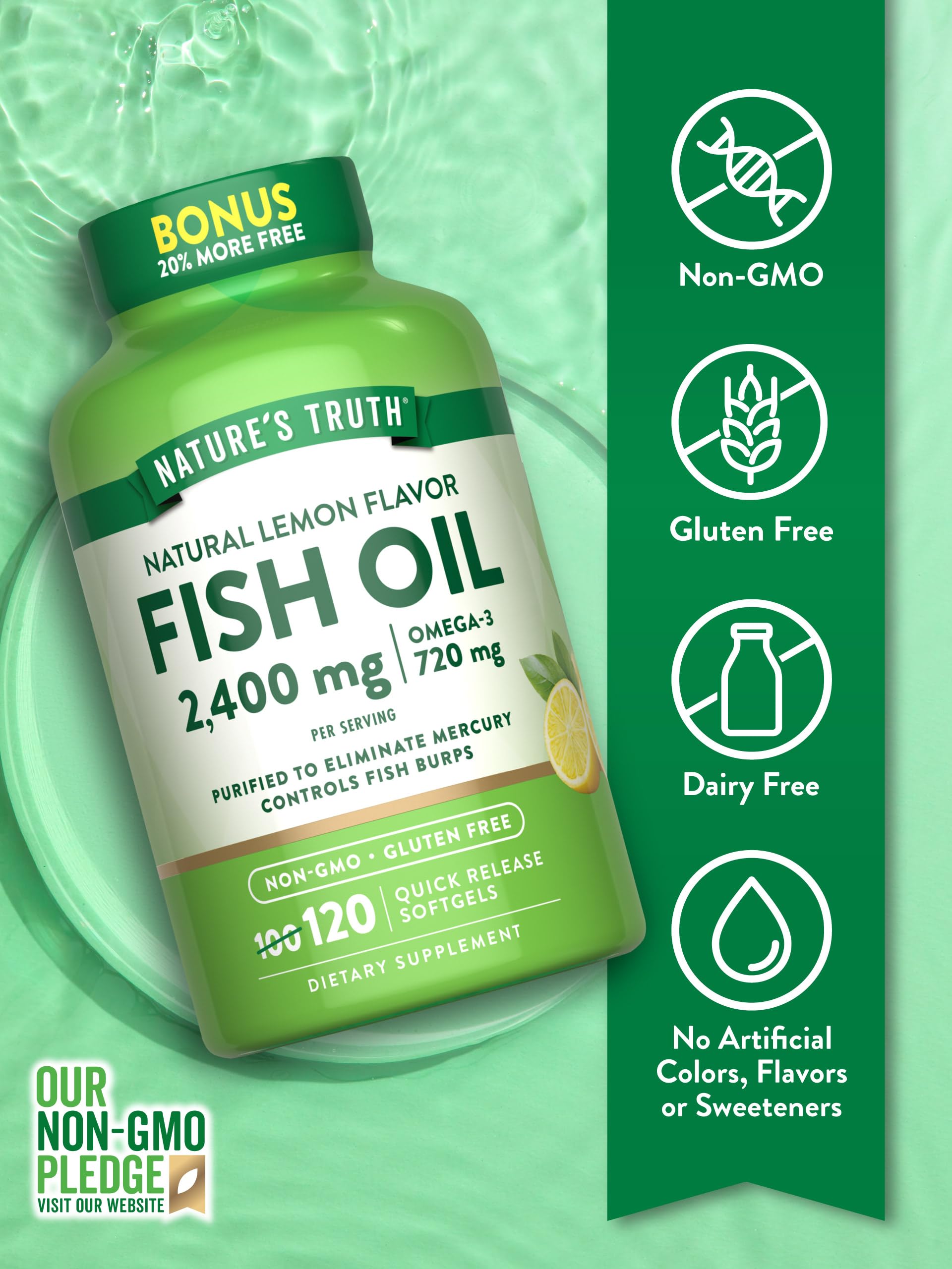 Nature's Truth étiquette sans OGM – choix clair et transparent