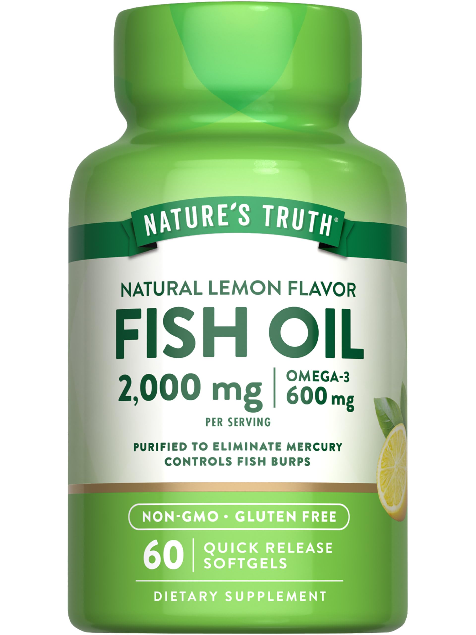 Nature's Truth huile de poisson Omega-3 2000 mg en flacon.