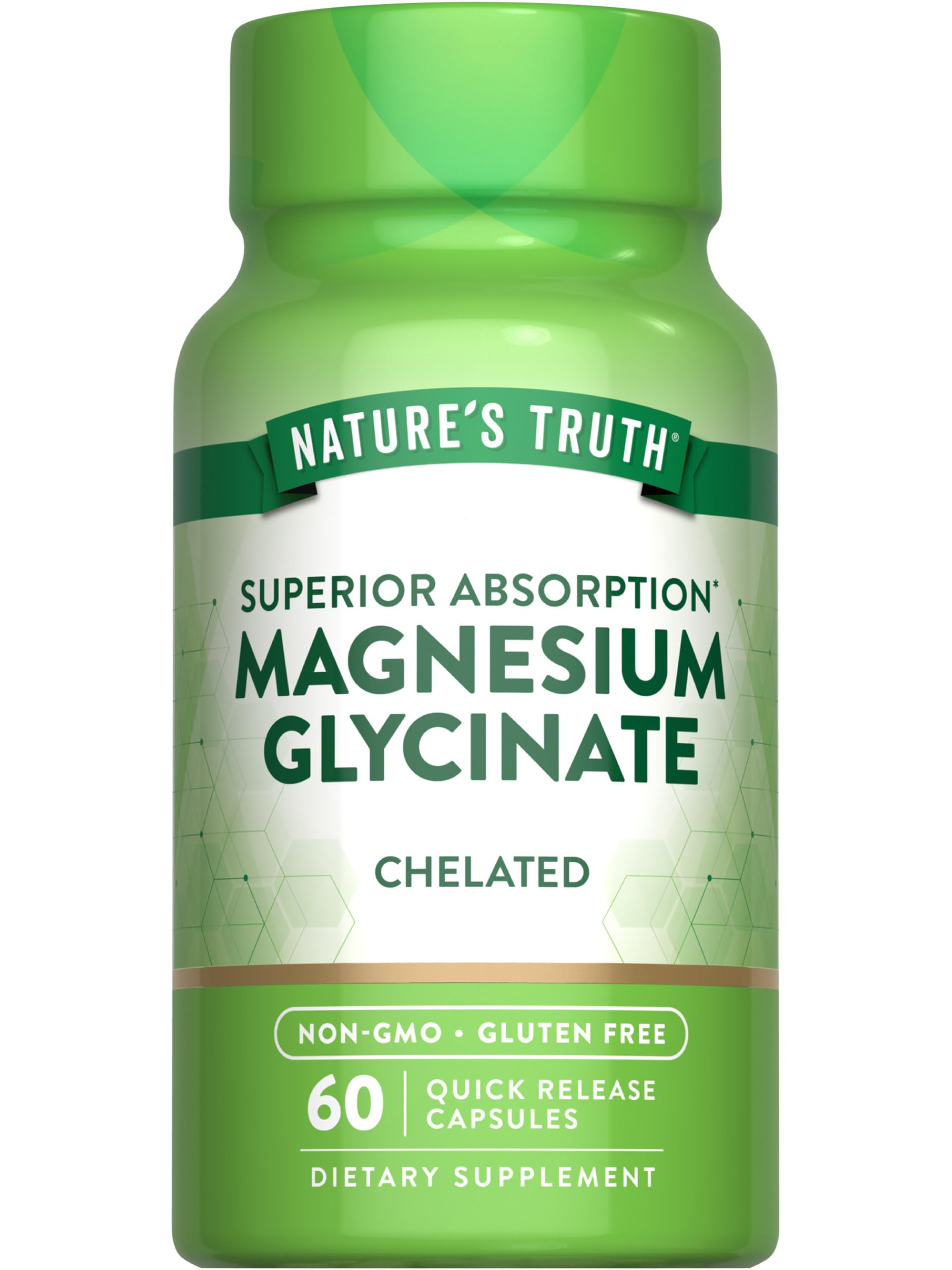 Nature's Truth Magnésium Glycinate, bouteille visible, absorption potentielle élevée dans le quotidien.