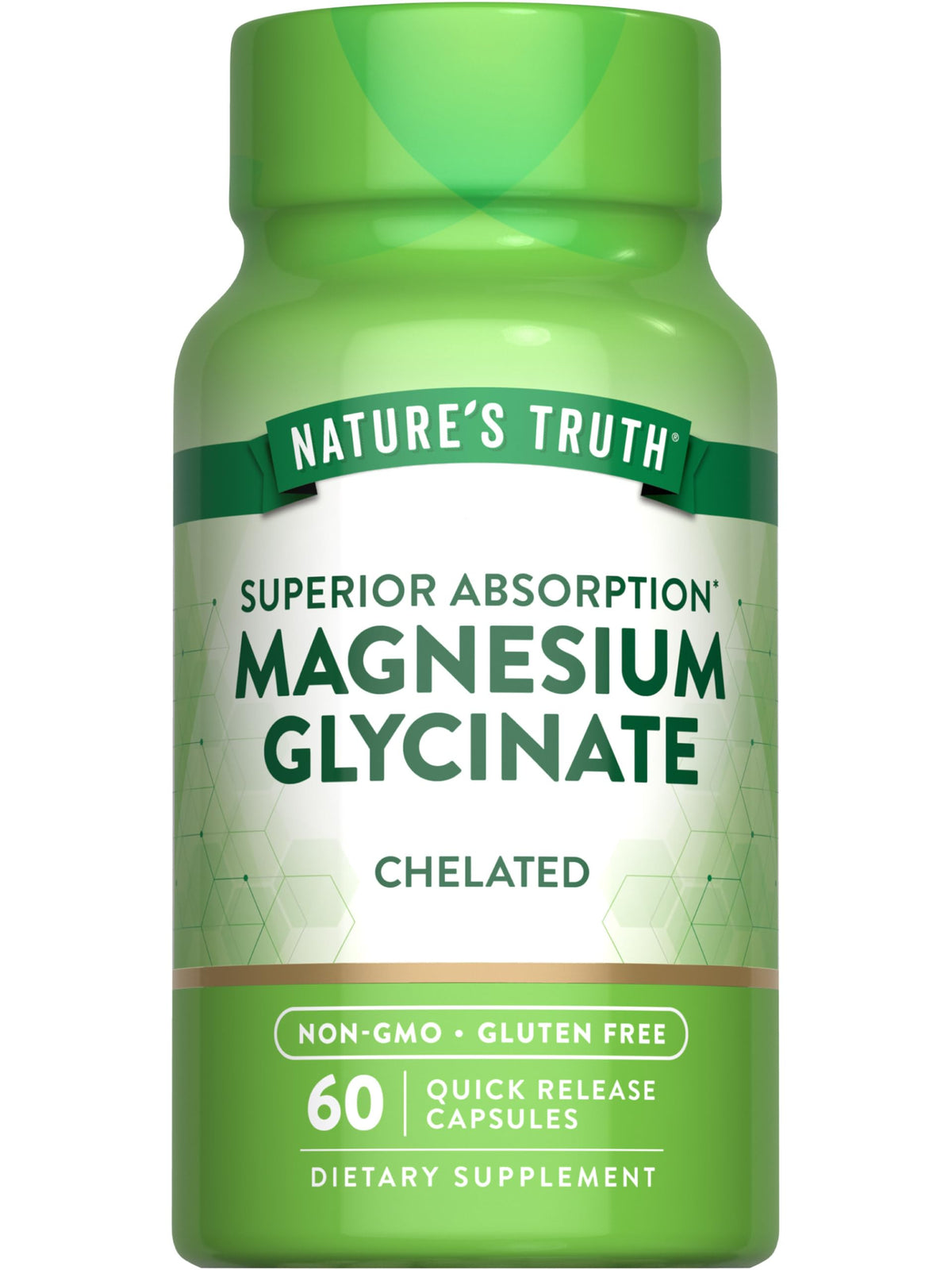 Nature's Truth Magnésium Glycinate, bouteille visible, absorption potentielle élevée dans le quotidien.