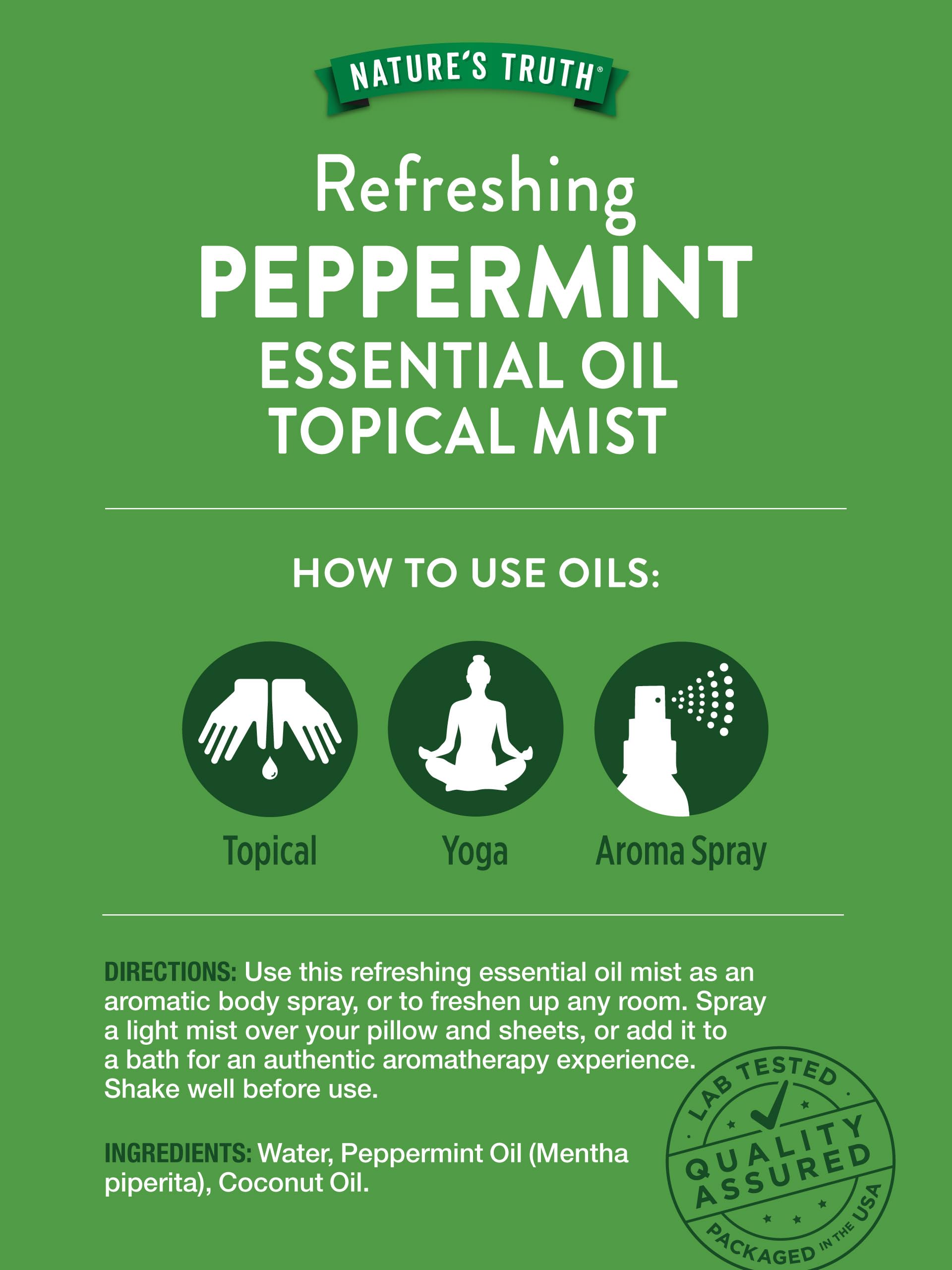 Nature's Truth menthe poivrée spray bienetre quotidien sans gluten