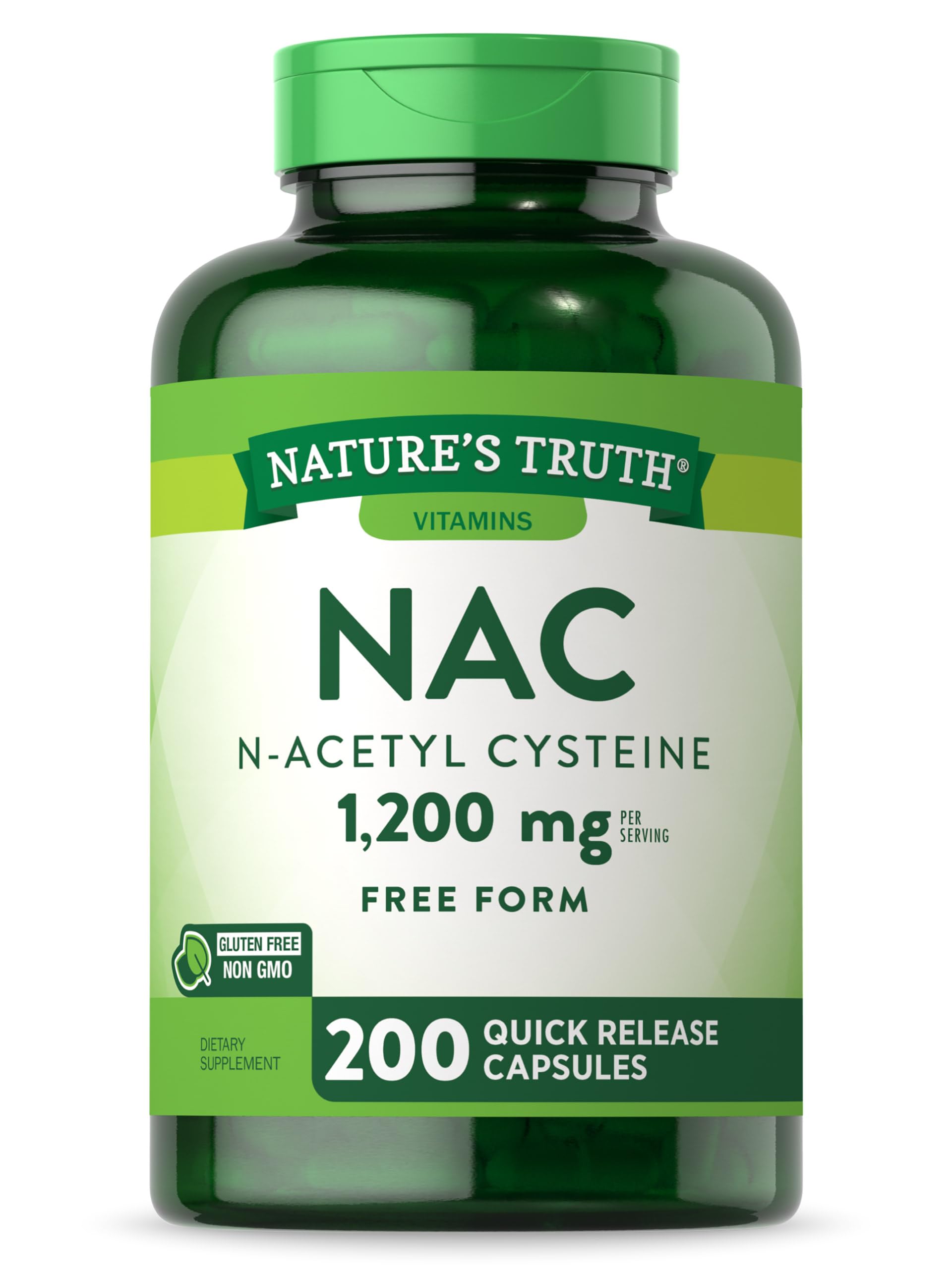 Nature's Truth NAC 1200 mg en bouteille, dose quotidienne pratique et sûre.