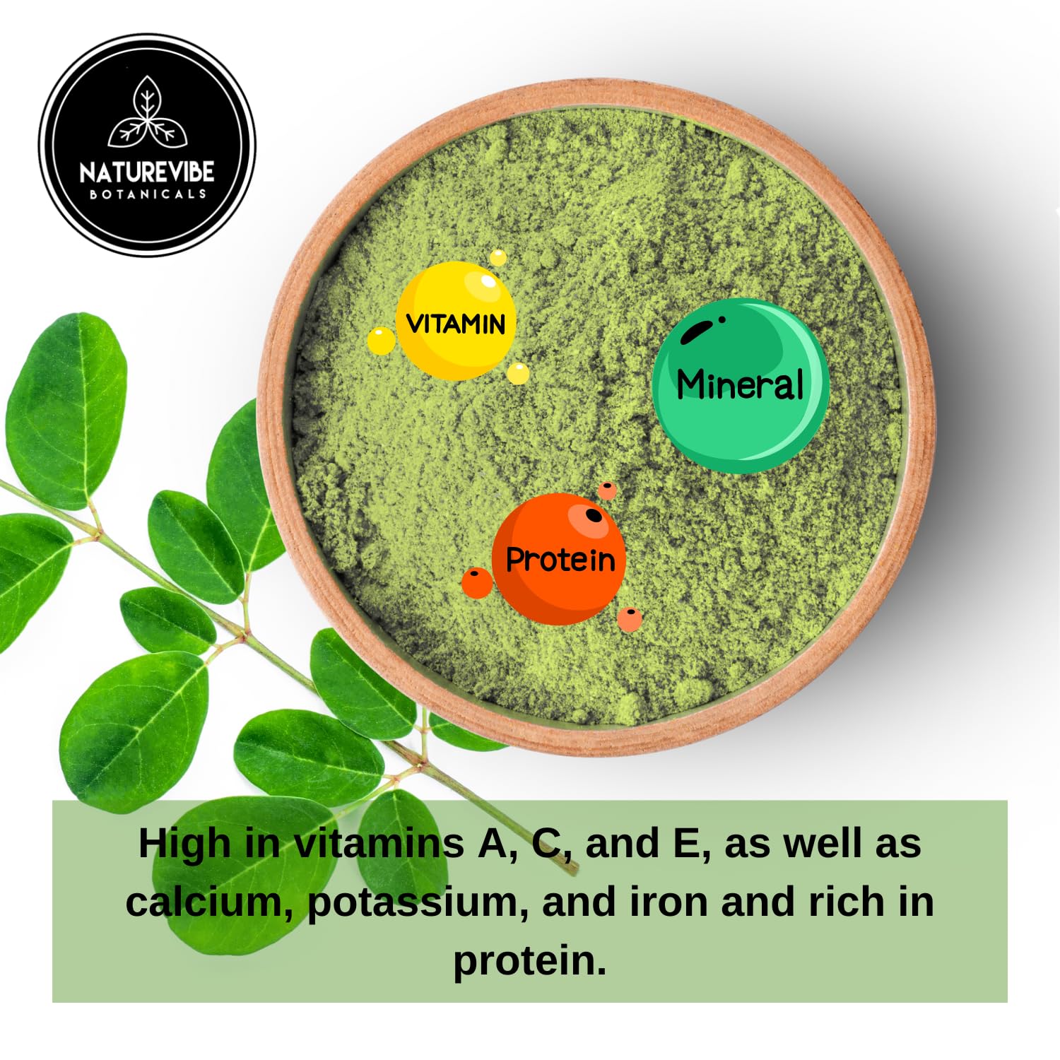 Smoothie avec poudre moringa Naturevibe Botanicals, énergie pour la journée.