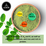 Smoothie avec poudre moringa Naturevibe Botanicals, énergie pour la journée.