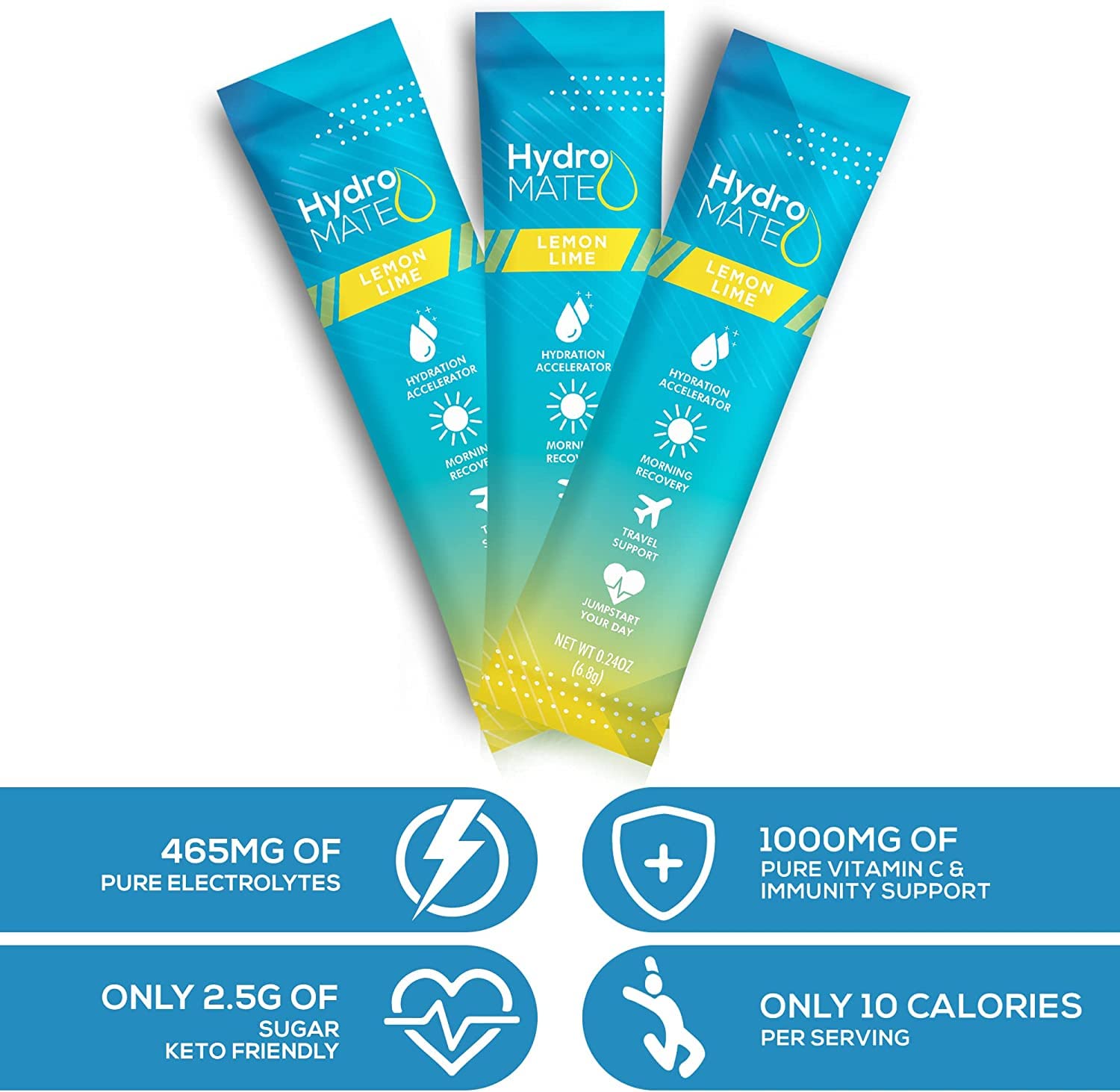 NatureWorks HydroMATE paquets d'hydratation quotidienne citron-lime, fonctionnel