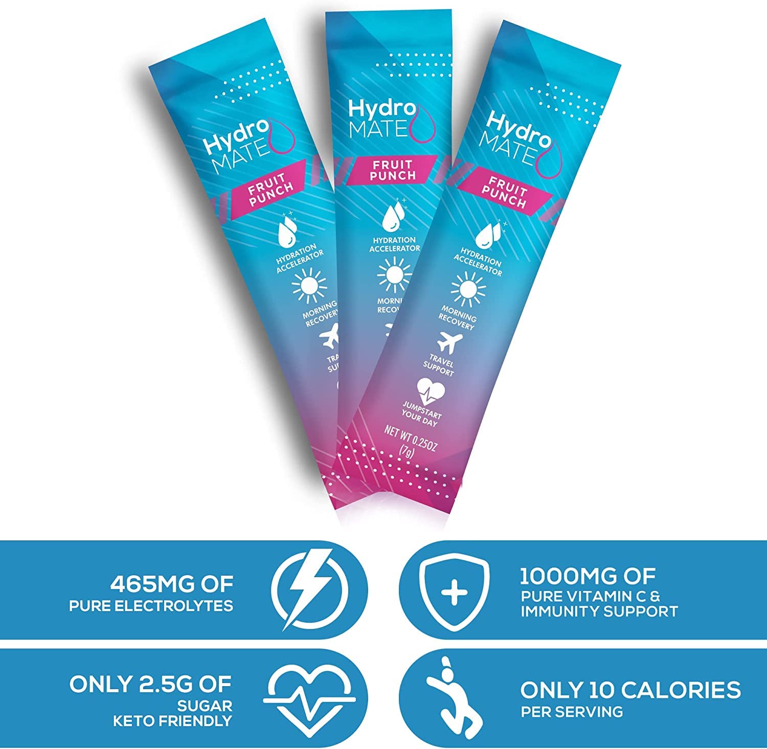 NatureWorks HydroMATE sachets faibles en sucre pour hydratation légère et efficace