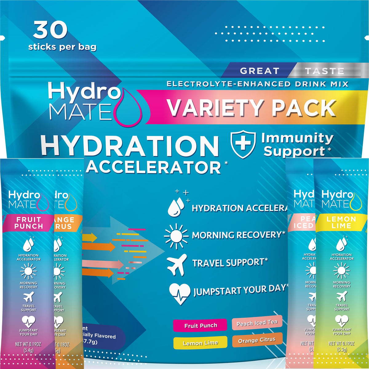 HydroMATE NatureWorks: sachets d'hydratation en ensemble, pratique pour déplacements