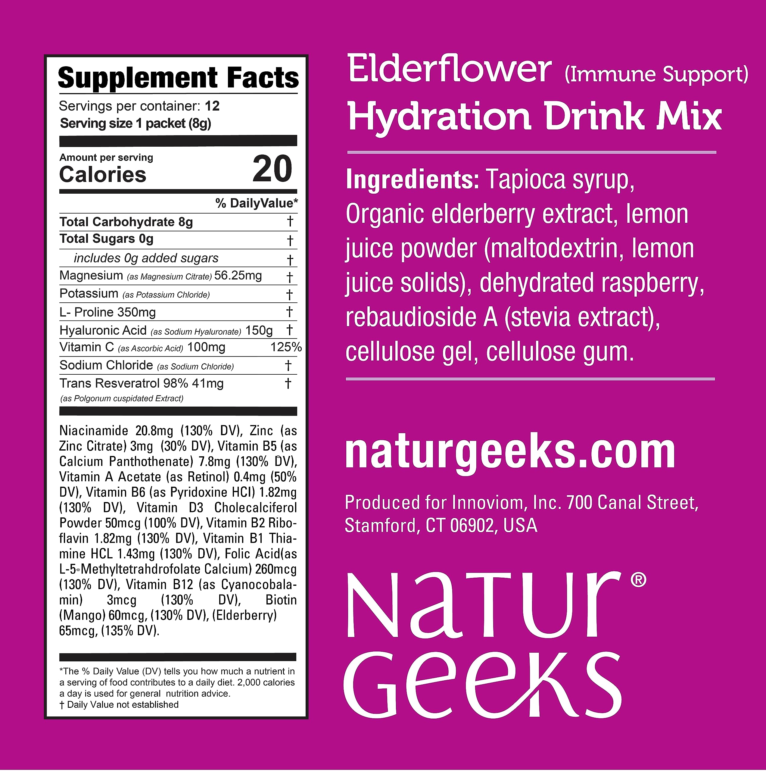 Ingrédients vegan sans gluten et sans lactose, NutraGeeks Electrolytes.