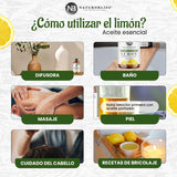 NaturoBliss huile citron: bouteille en verre ambré protégeant l'huile.