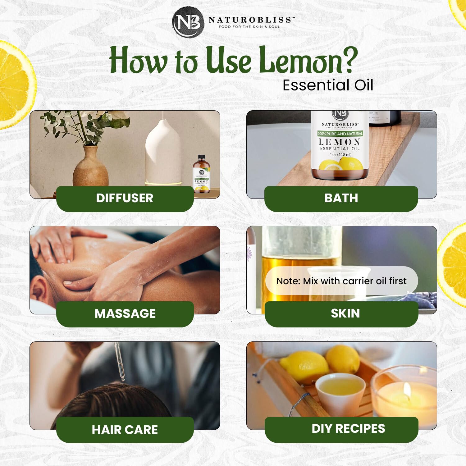 NaturoBliss huile citron: diffuseur aromathérapie pour ambiance rafraîchissante.