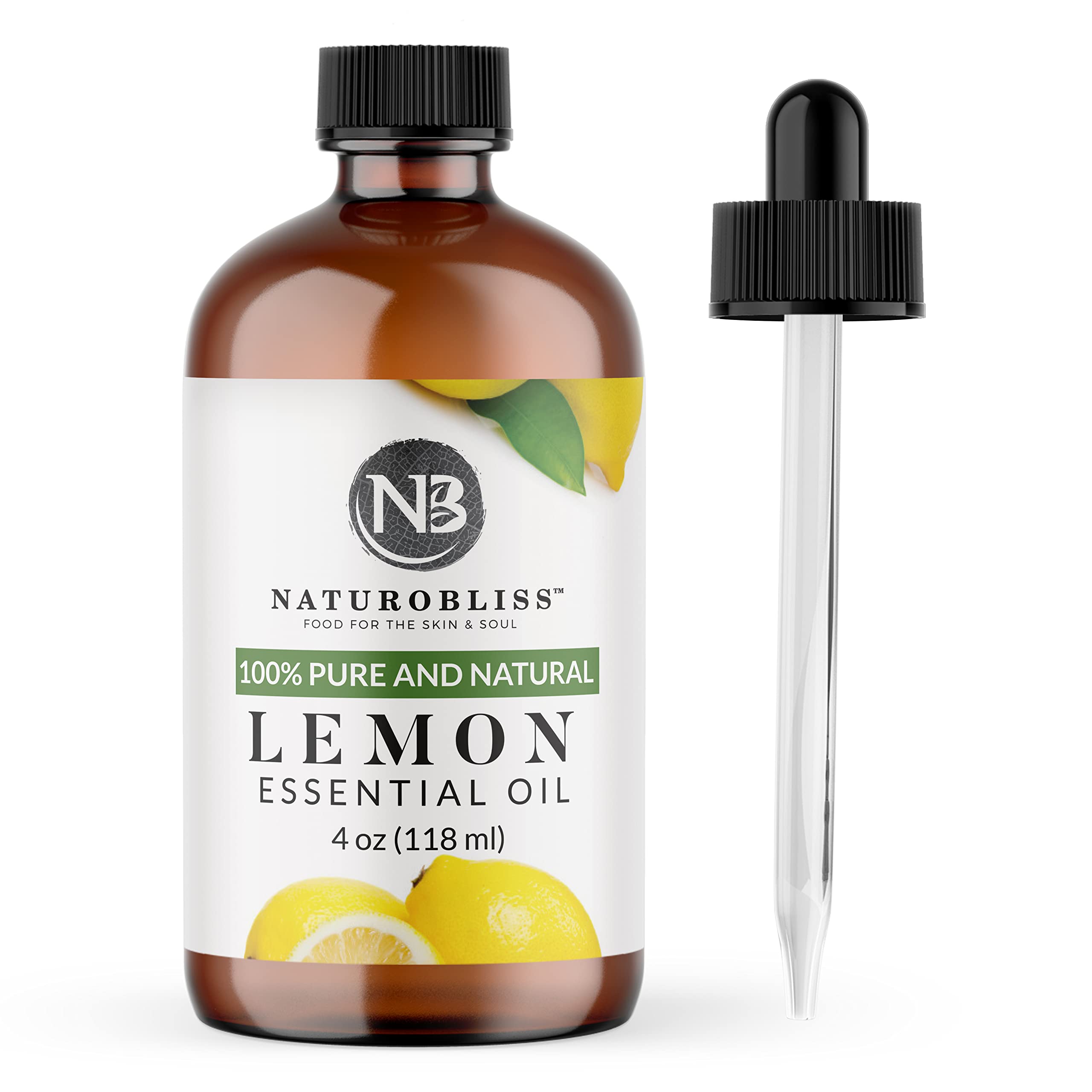NaturoBliss huile citron: bouteille ambre et pipette pour diffusion précise.
