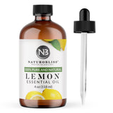 NaturoBliss huile citron: bouteille ambre et pipette pour diffusion précise.