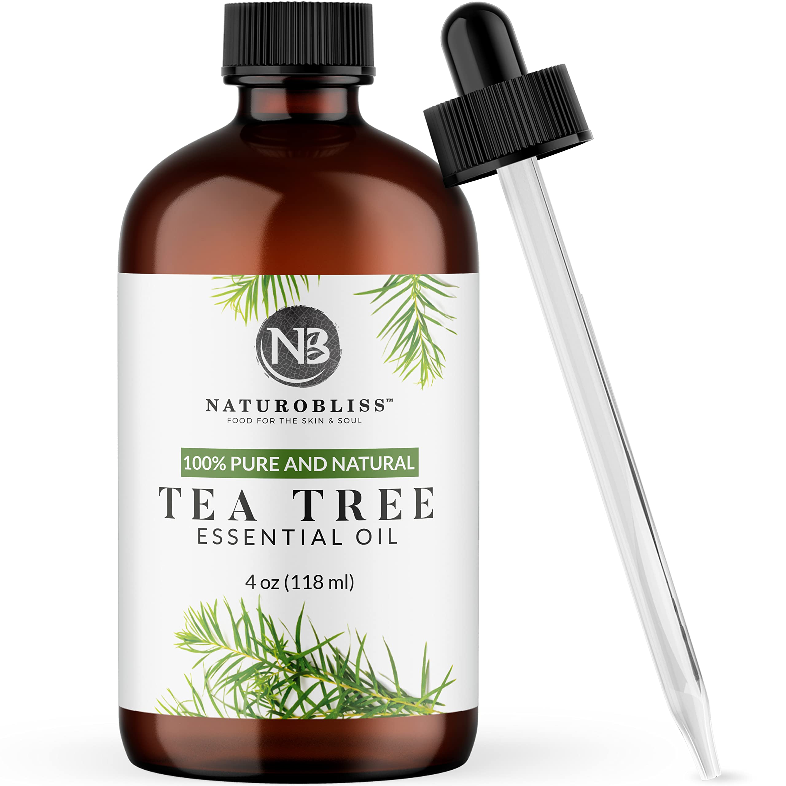 NaturoBliss Tea Tree — bouteille en verre UV, diffusion aromatique pure.