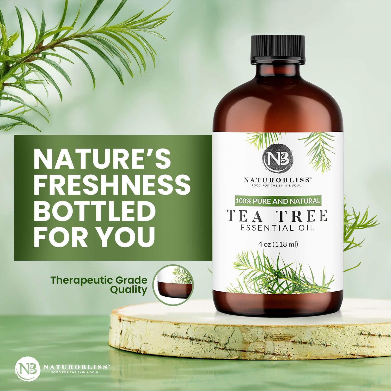NaturoBliss Tea Tree — utilisation maison, savons et bougies.