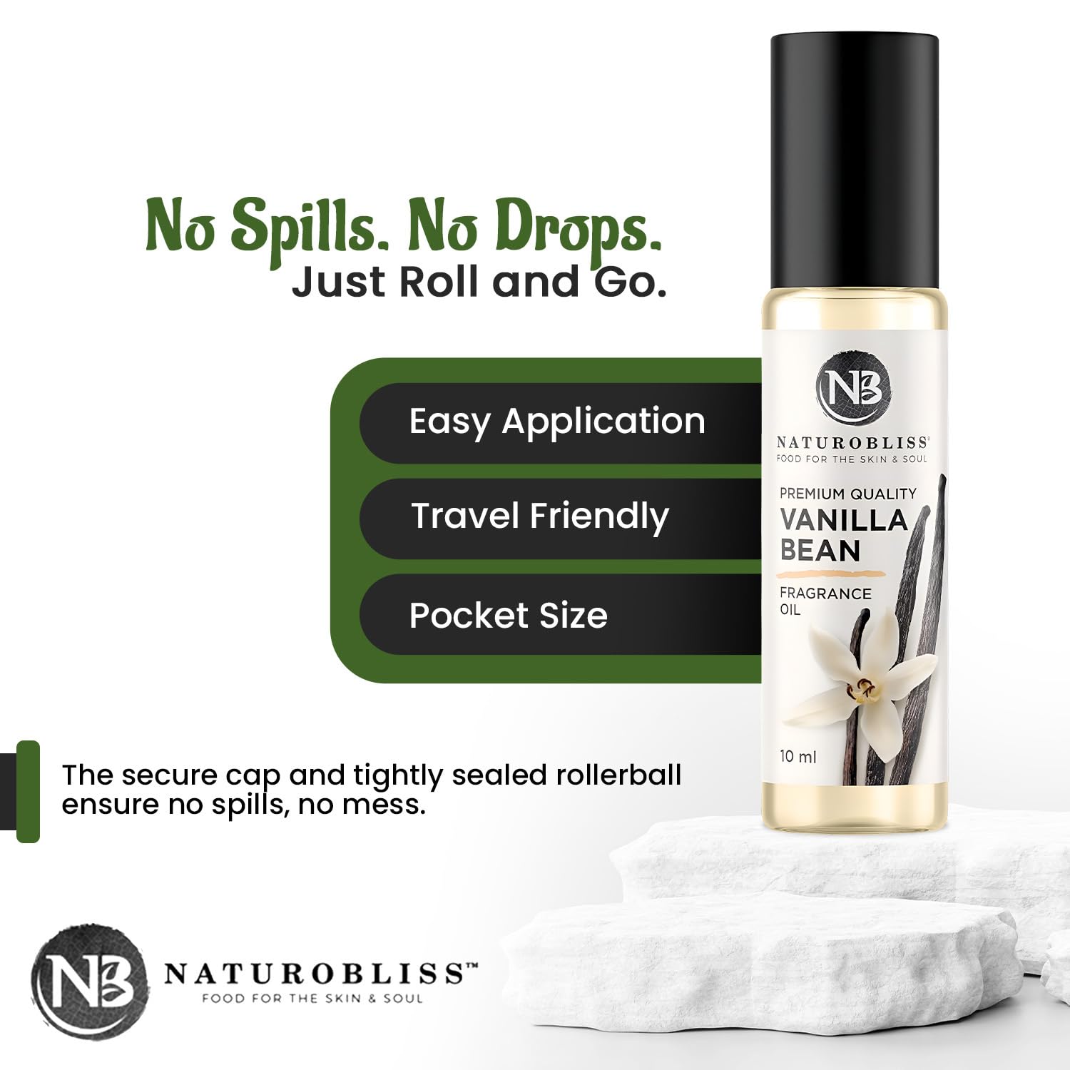 NaturoBliss Vanille Parfum roll-on, Sillage léger pour fragrance discrète.