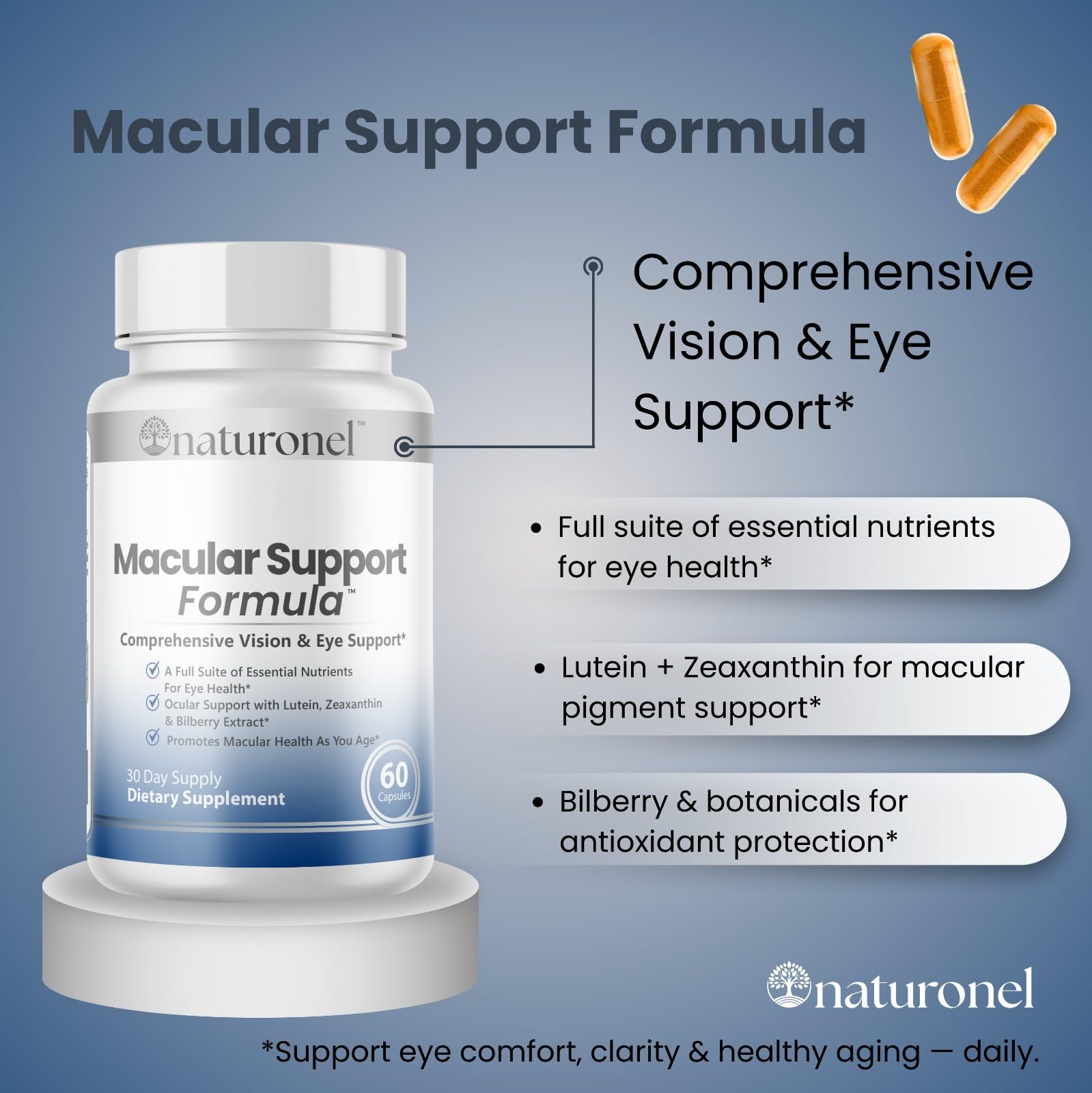 Naturonel Maculaire Support – emballage carton élégant et pratique au quotidien.