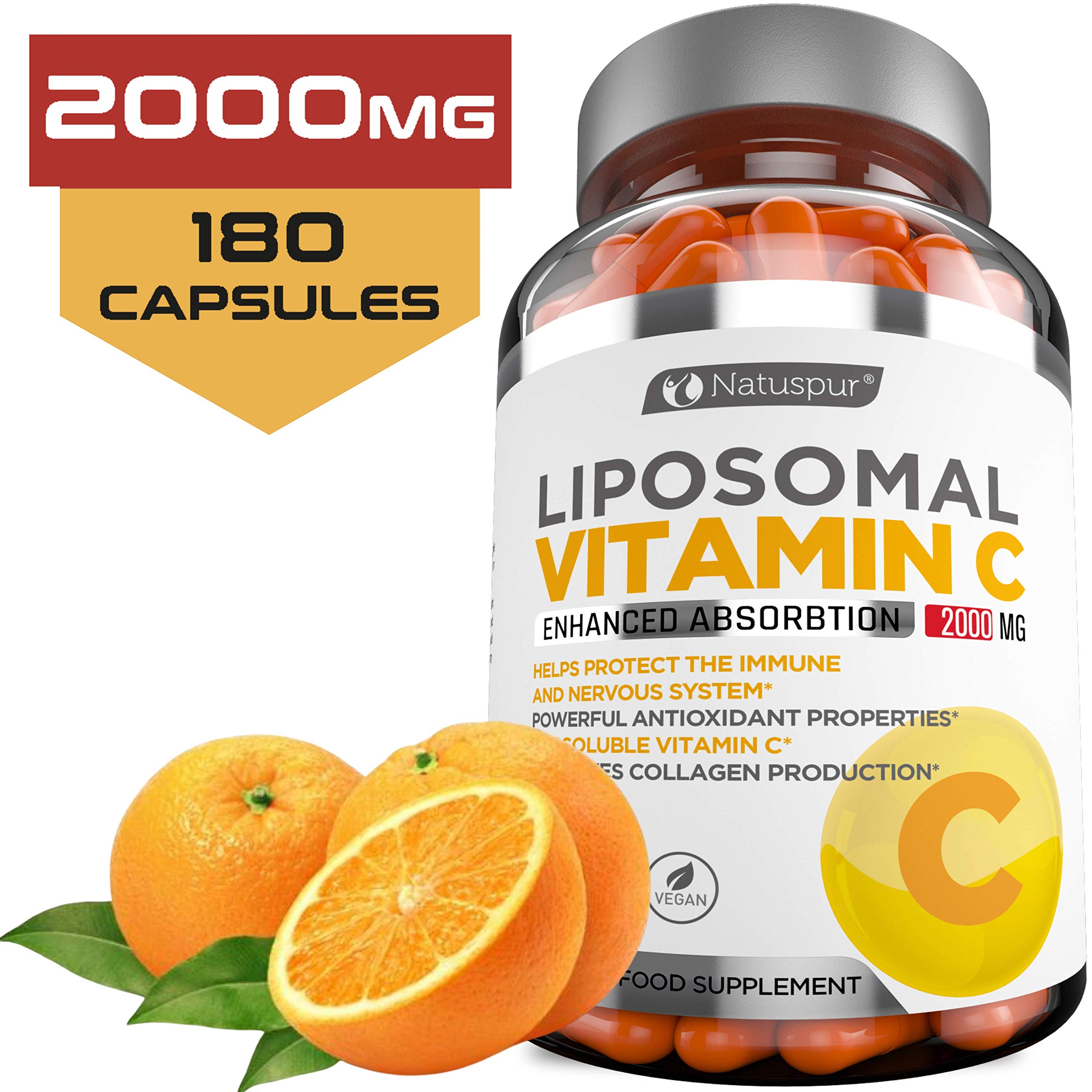 Natuspur Vitamine C liposomale 2000 mg – capsules faciles à avaler pour un apport régulier.