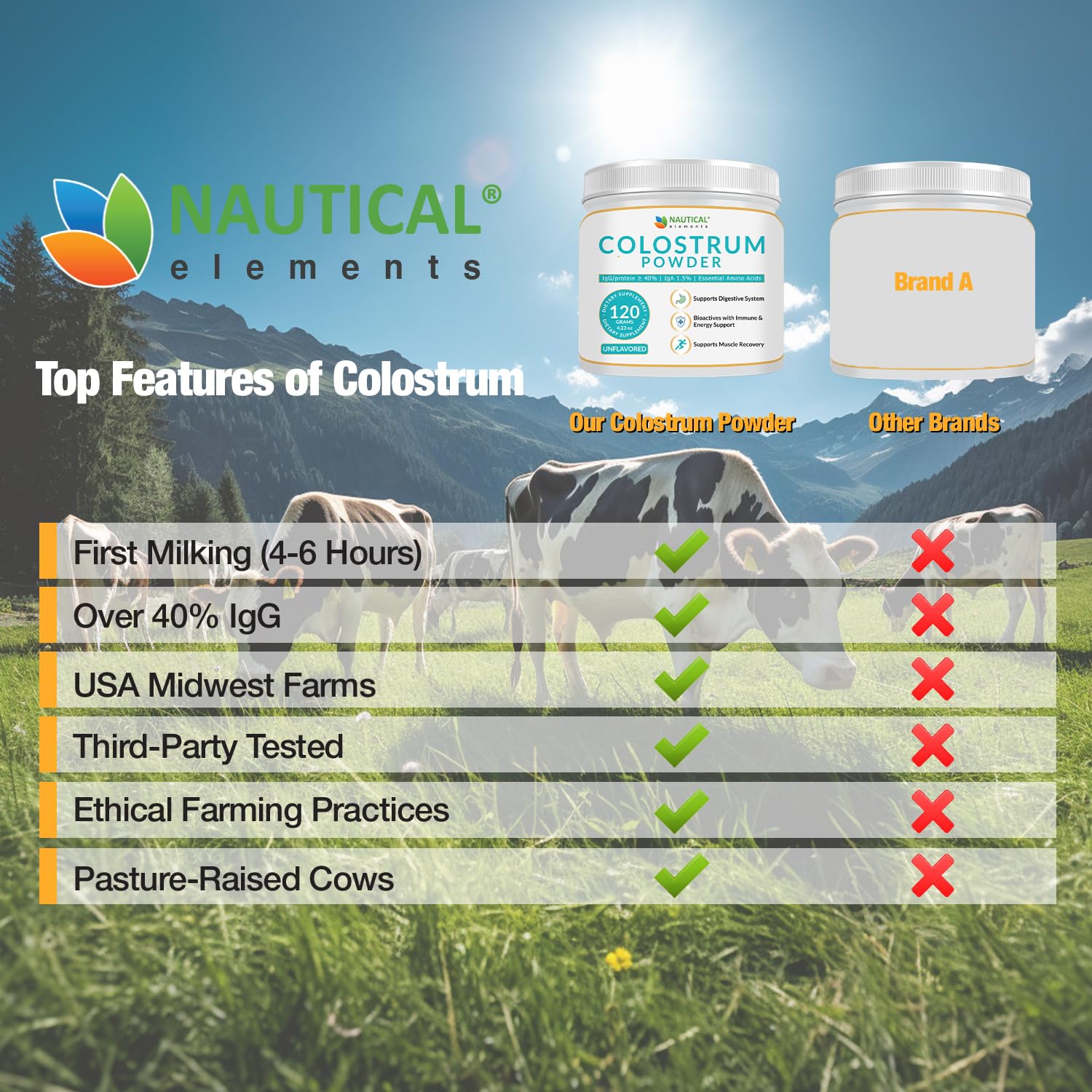 Nautical Elements Colostrum Poudre midwest-us-pastures: élevage respectueux et qualité