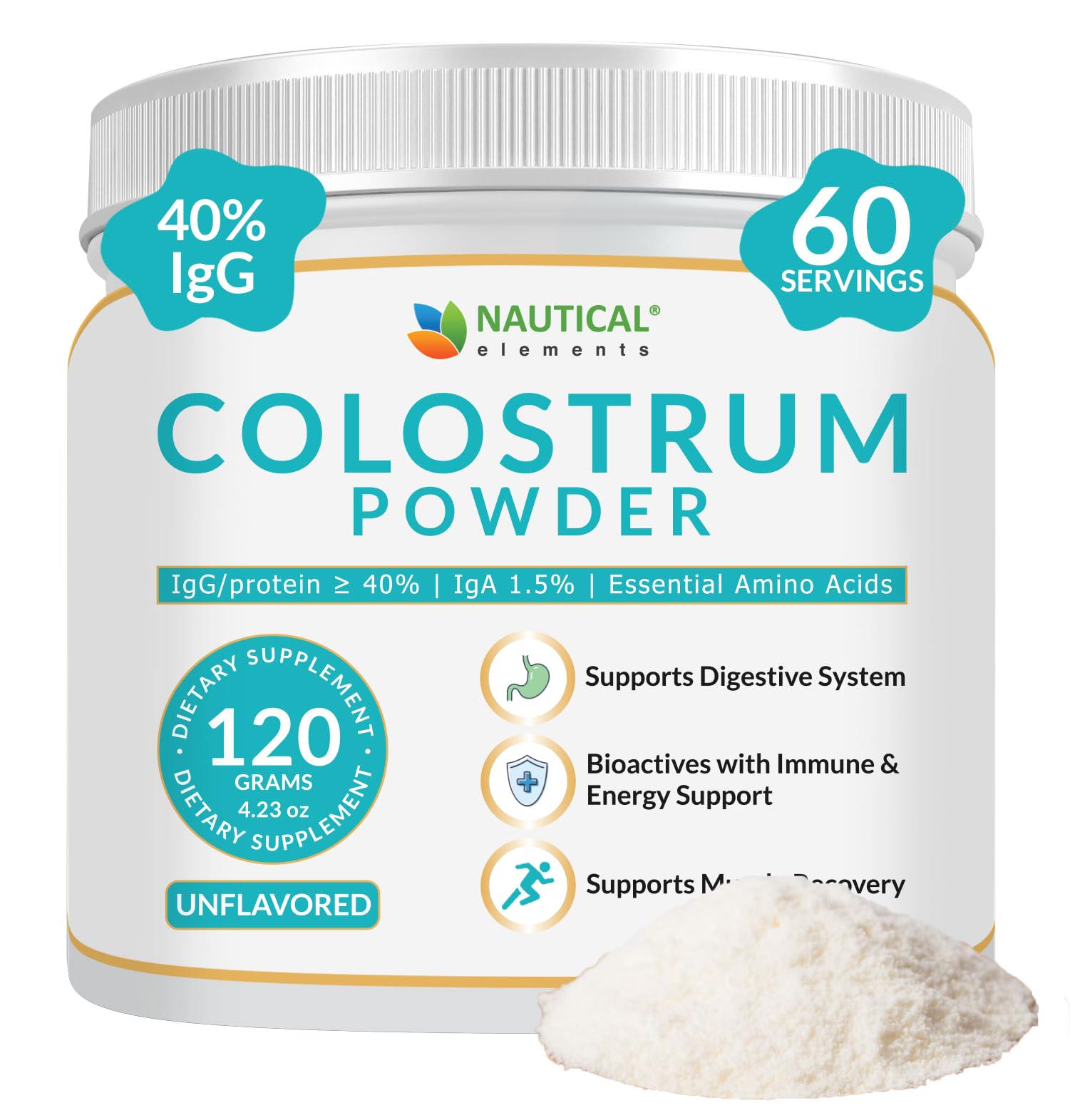 Nautical Elements Colostrum Poudre premier-laitage: richesse en IgG pour le quotidien