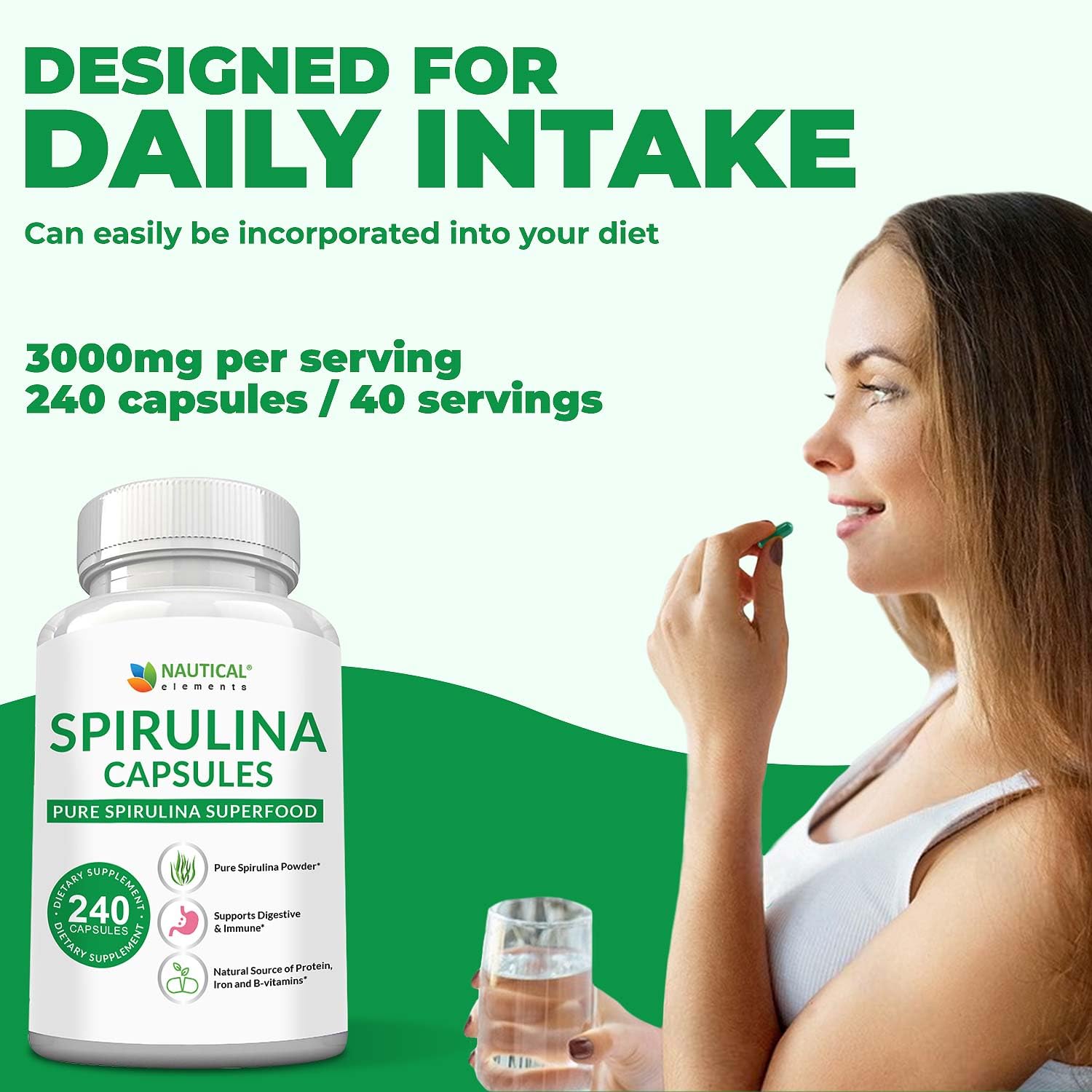 Smoothie avec spiruline Nautical Elements – idée saine et revitalisante.