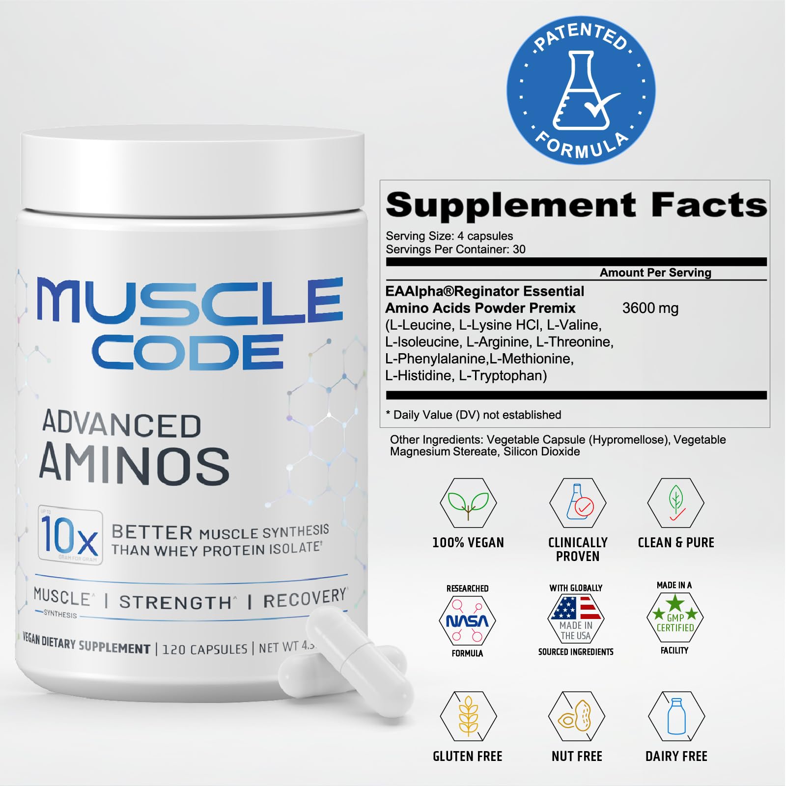 NAUTILUS Muscle Code, capsules végan faciles à avaler et sans lactose.