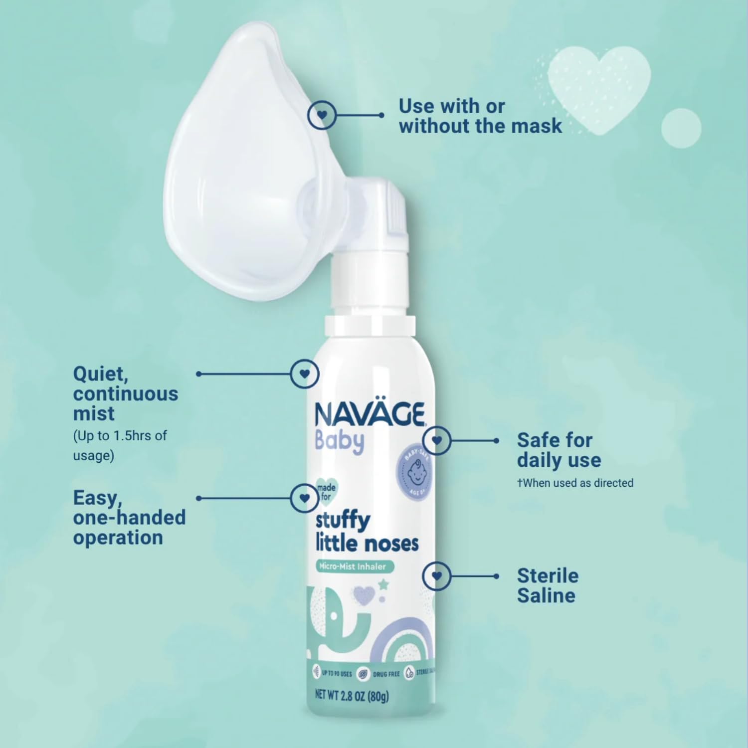 Navage Bebe - contenant compact pour une prise en main facile