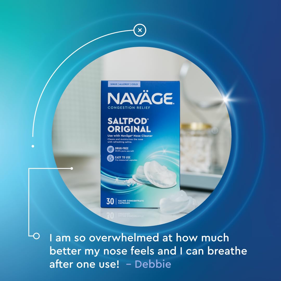 Navage SaltPod Bundle : eau distillée ou bouillie recommandée pour une utilisation sûre.
