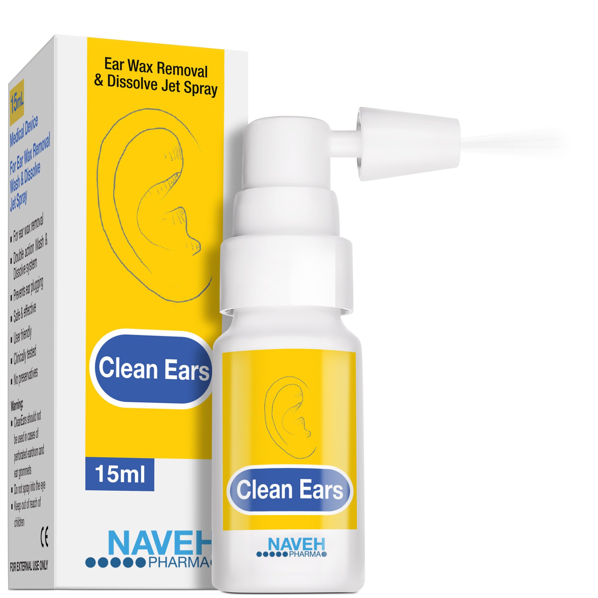 NAVEH PHARMA CleanEars - bouteille-spray : application rapide et pratique
