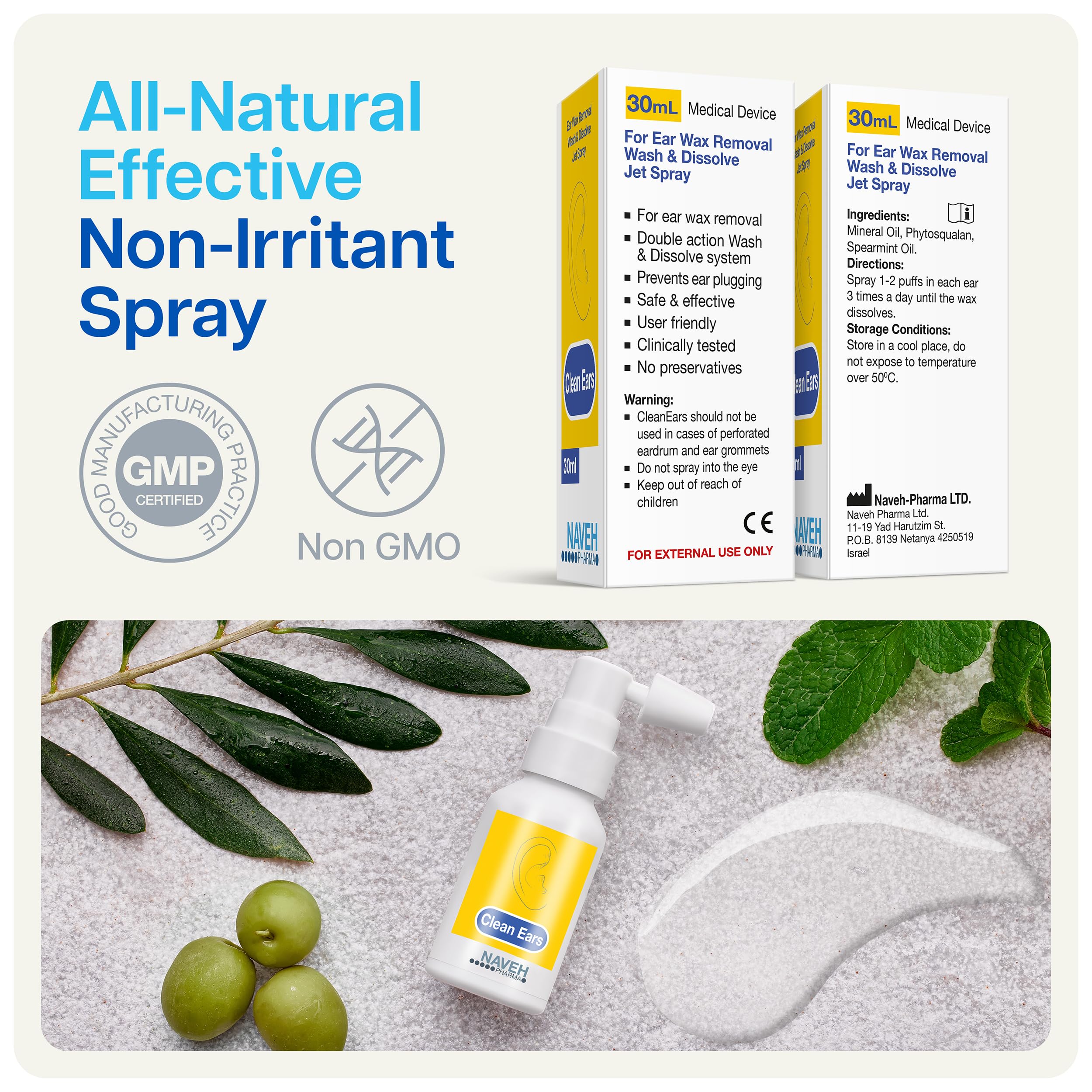 NAVEH PHARMA CleanEars - securite-sans-solvants: utilisation quotidienne en toute sécurité
