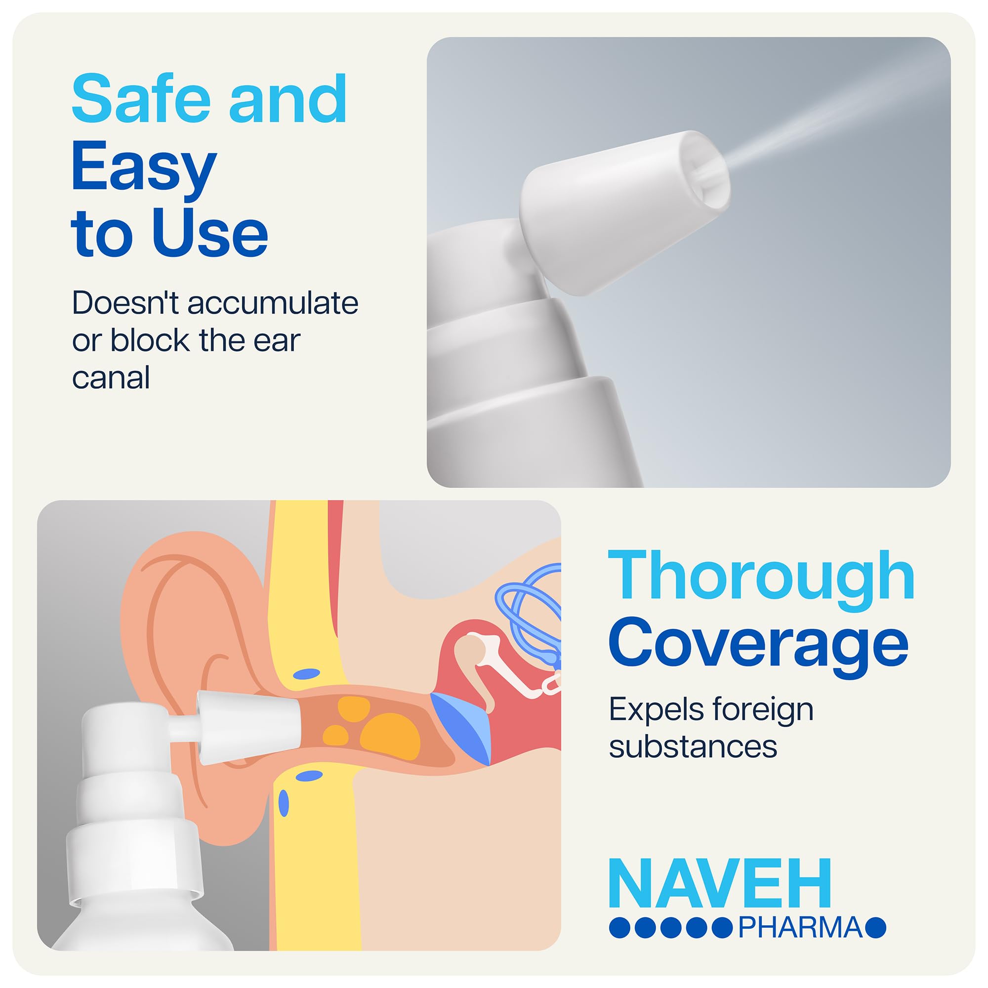 Applicateur externe de NAVEH PHARMA, usage externe sûr pour nettoyer les oreilles.