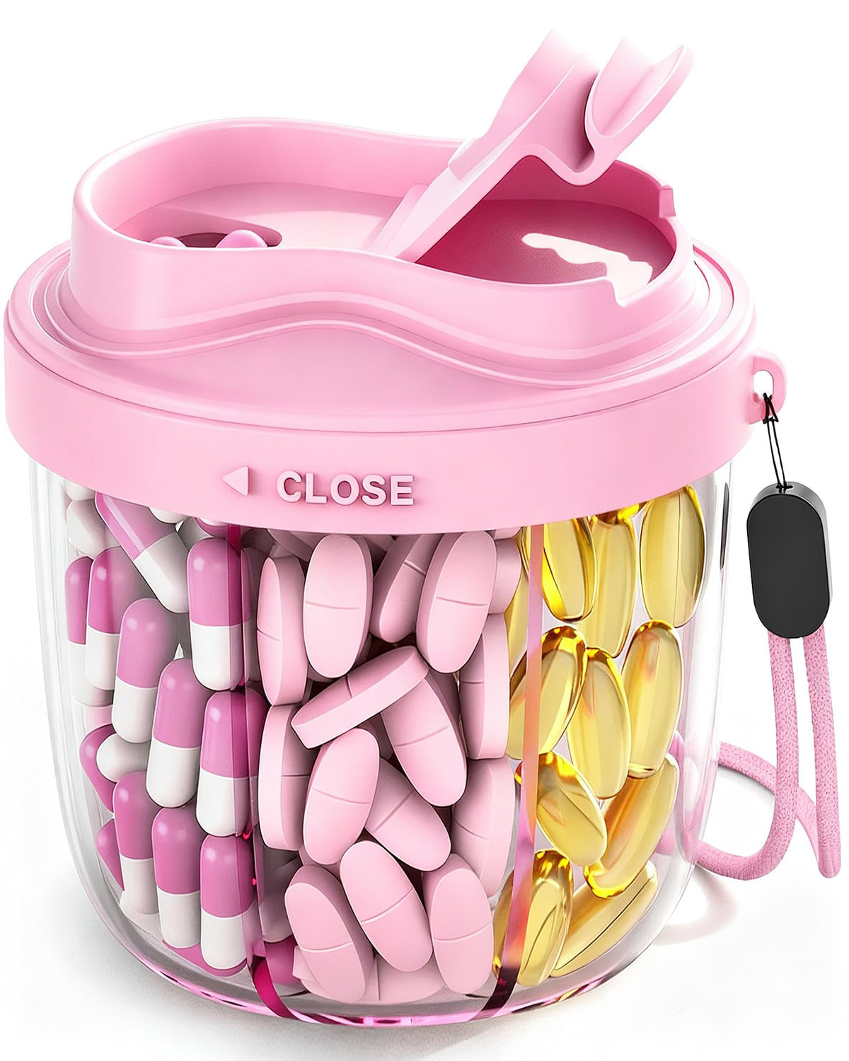 NAVIKIA organiseur de pilules à 7 compartiments rose, pratique en voyage.