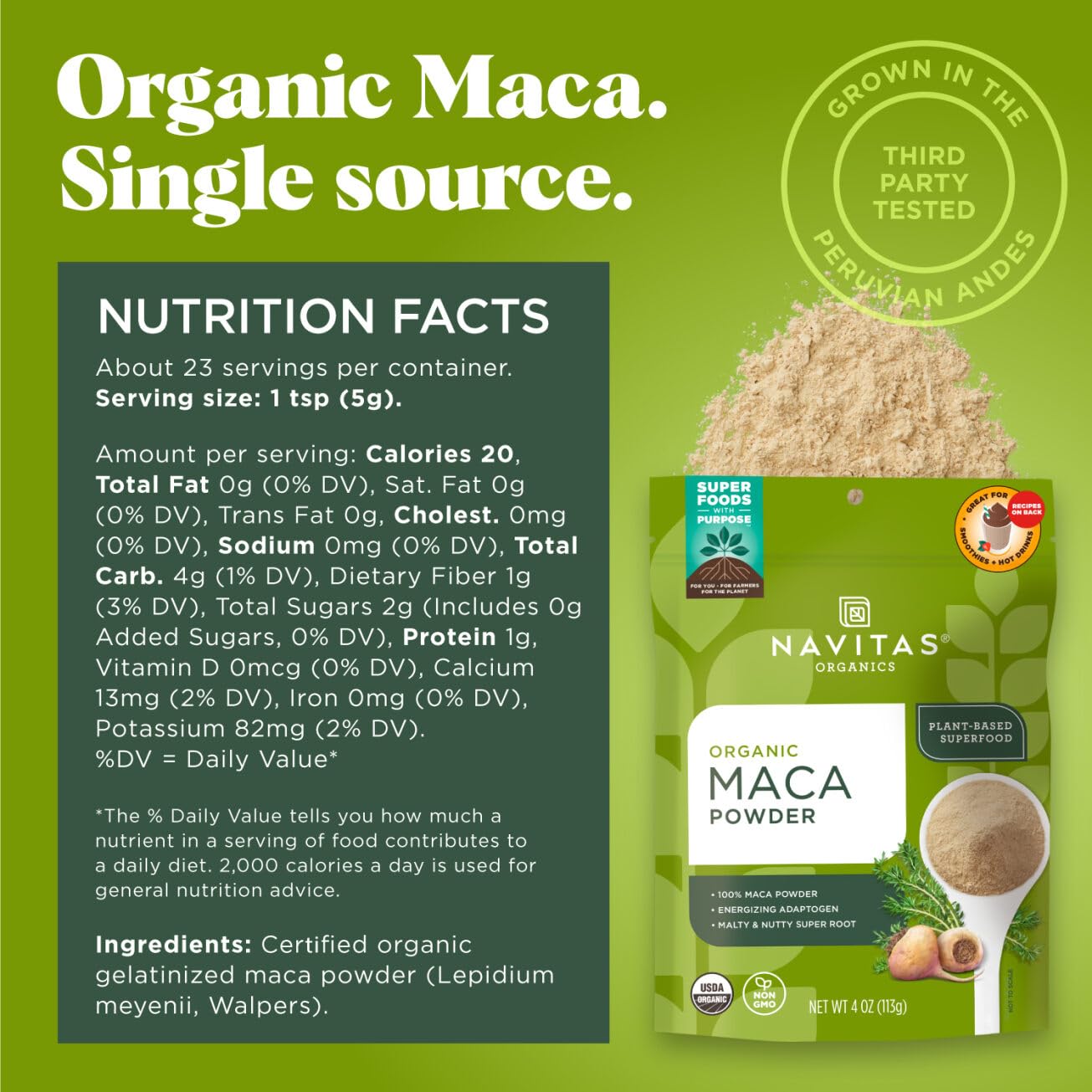 Navitas Maca en poudre – smoothie nourrissant et énergétique grâce à la maca.