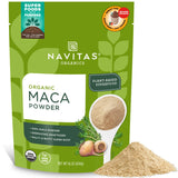 Navitas Organics Maca en poudre dans un smoothie, énergie naturelle possible.